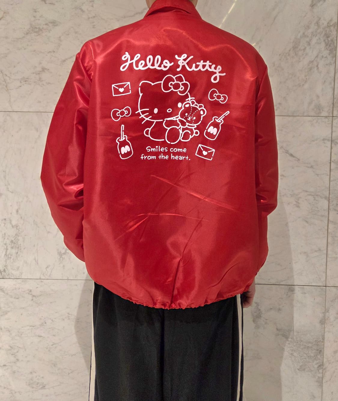 키티 레드 폴리에스터 언라이닝 코치 재킷 상품이미지1