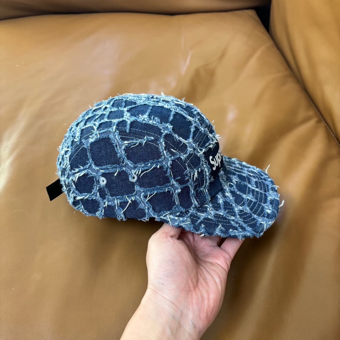 슈프림 캠프캡 모자 박스로고 프레이드 크록 데님 상품이미지3