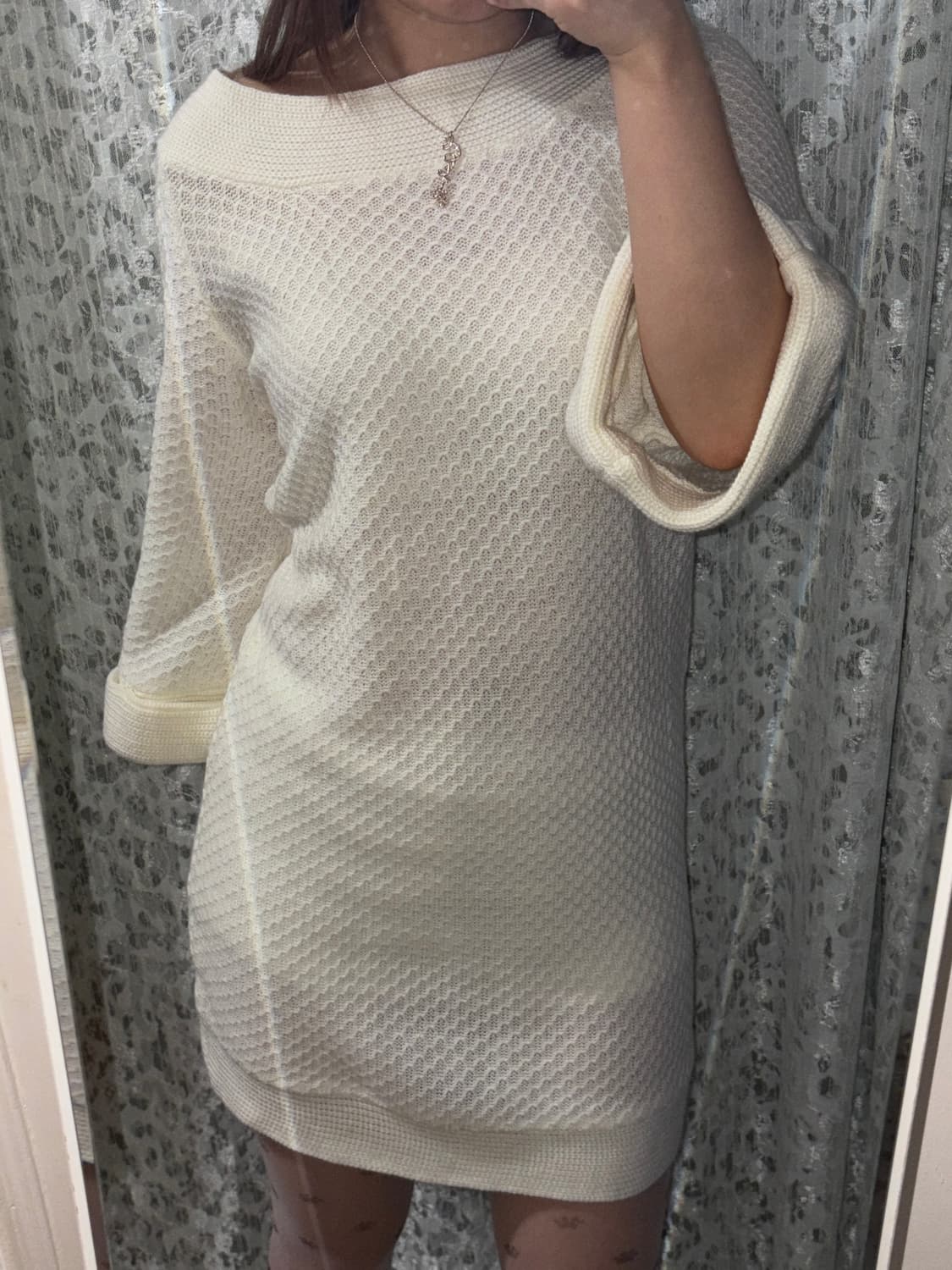 White basic knit one piece 상품이미지3