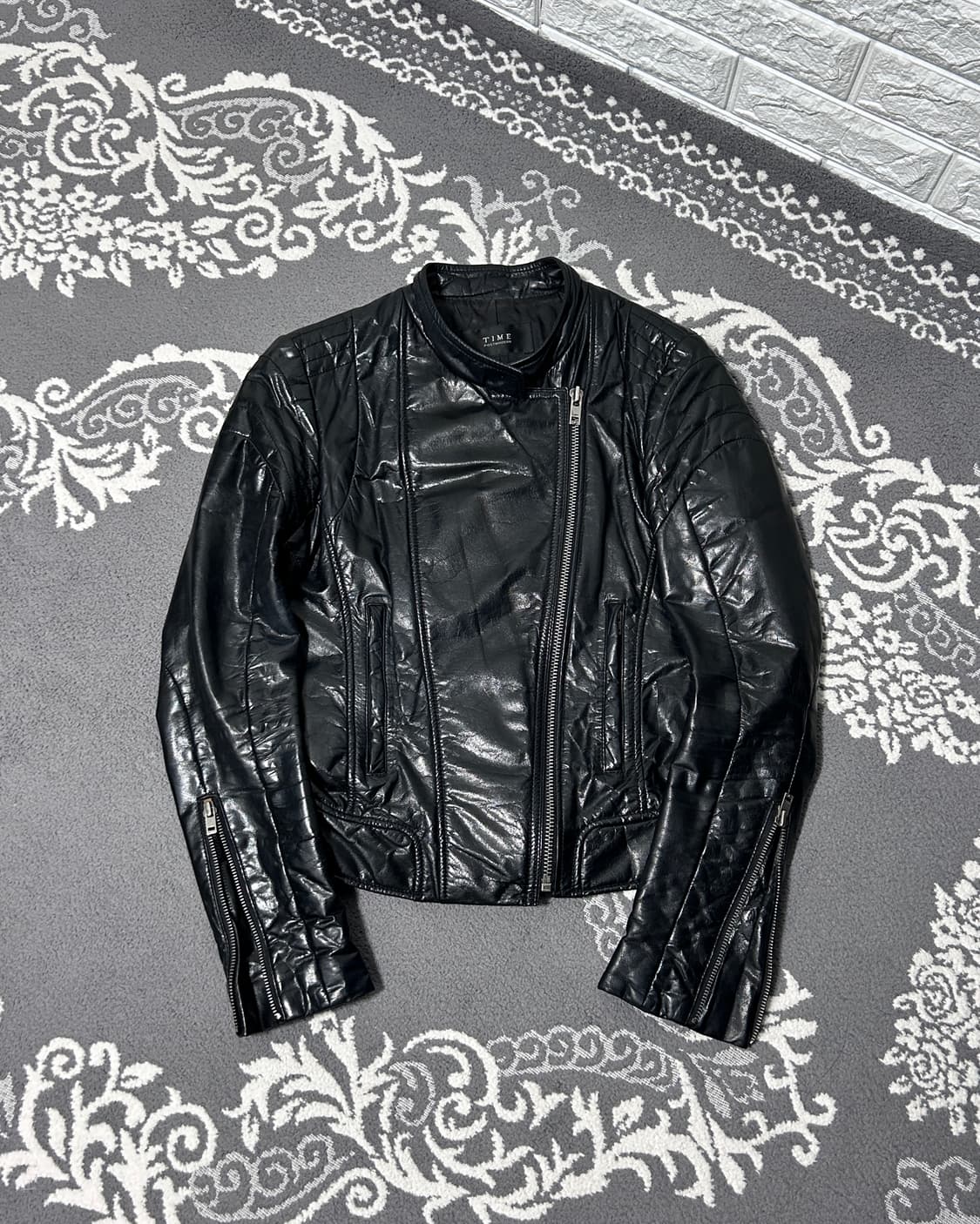 타임 사선 고트스킨 자켓 상품이미지1