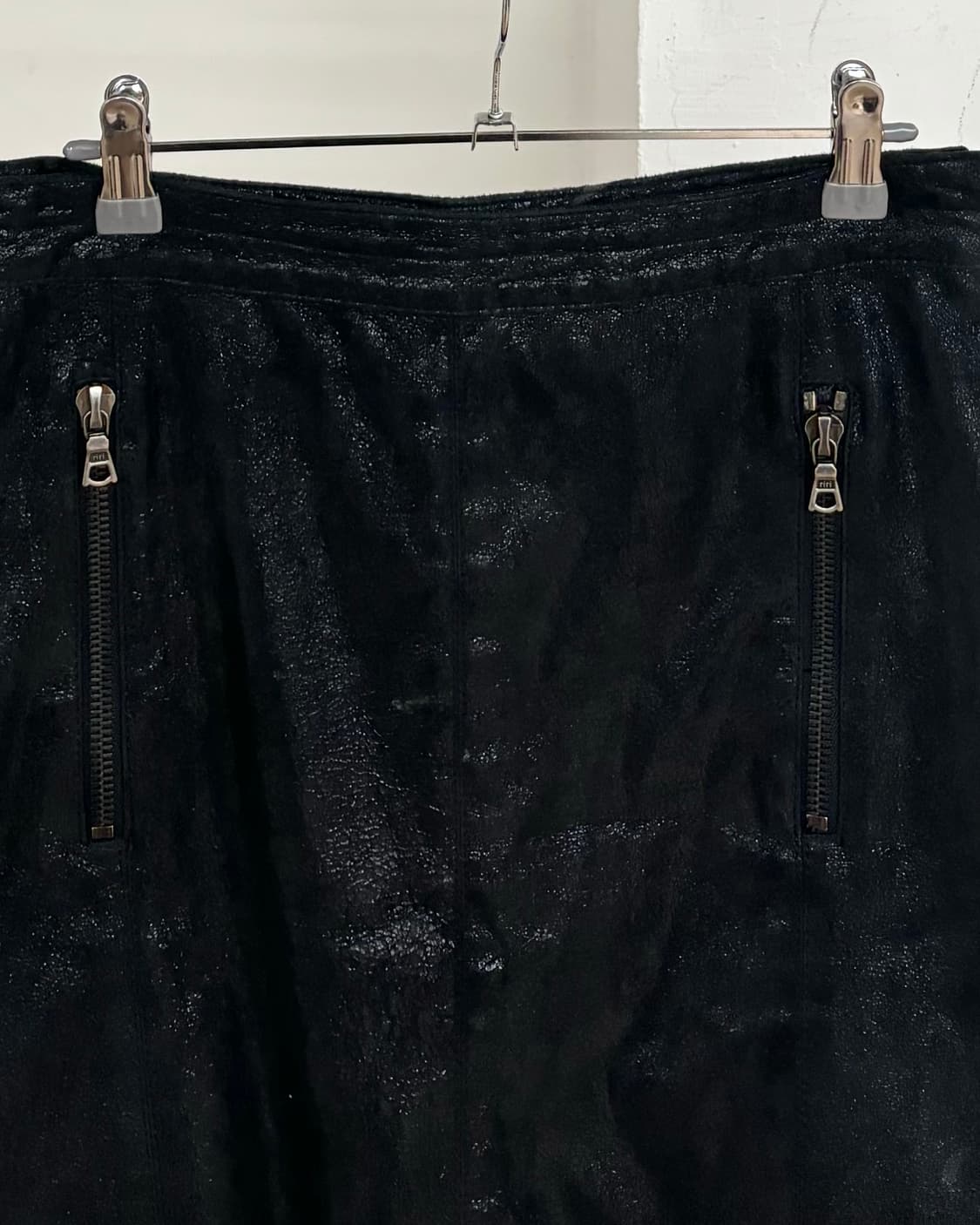 드롬 블랙 H라인 레더 스커트 상품이미지2