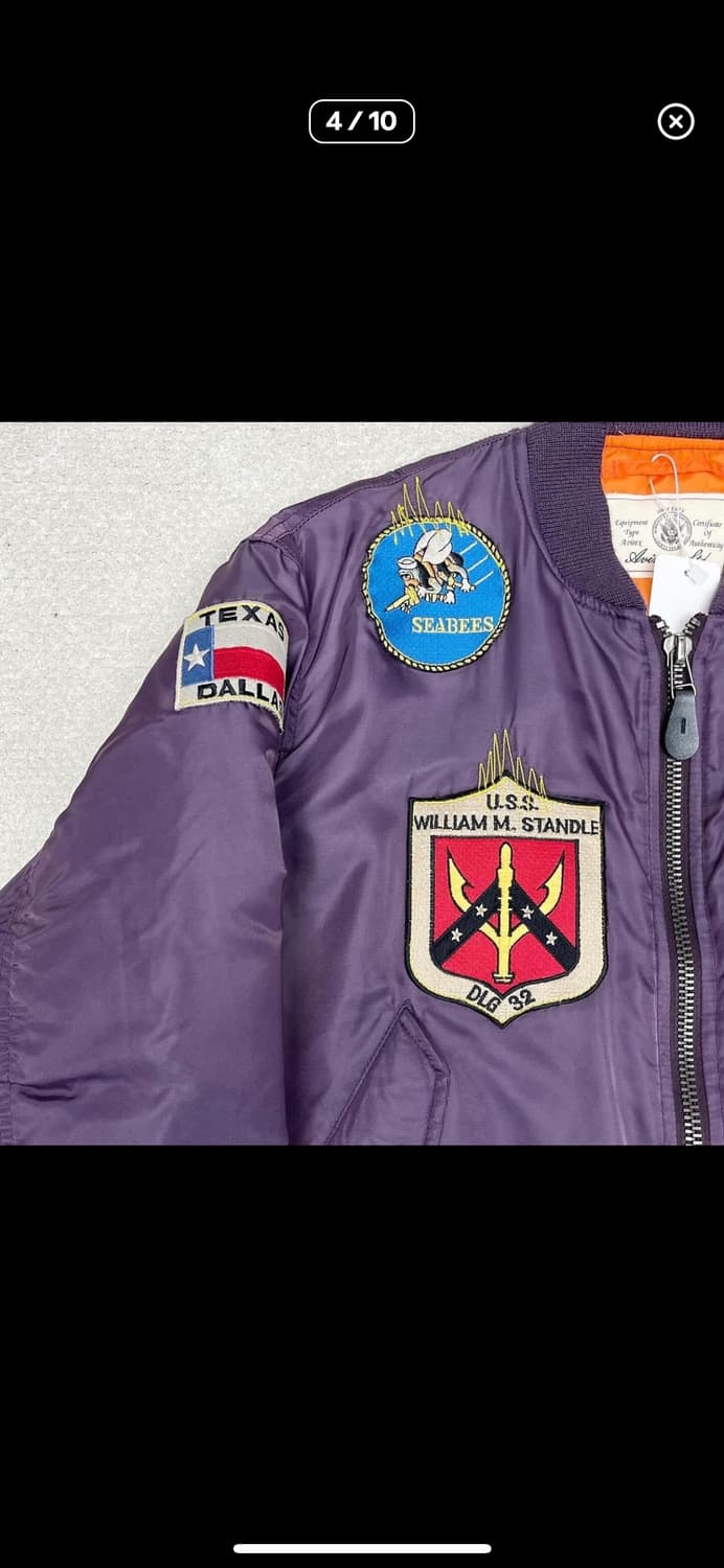 재팬 아비렉스 퍼플 탑건 패치 MA-1 상품이미지4