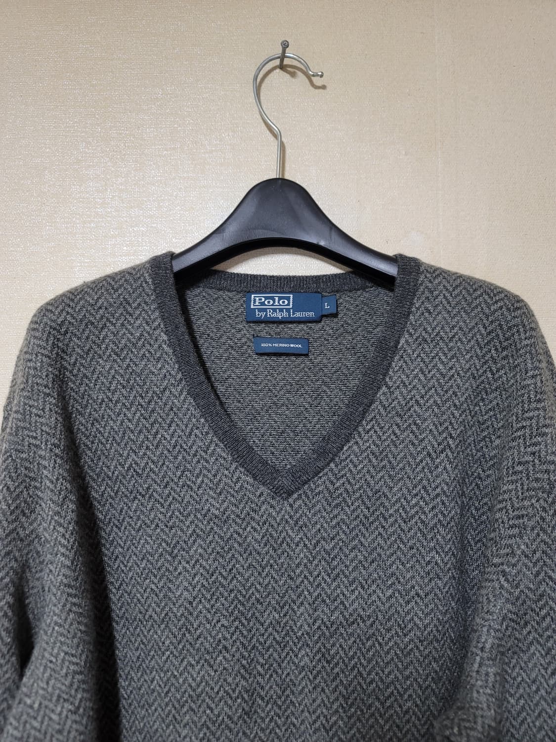 폴로 헤링본 브이넥 니트 상품이미지2