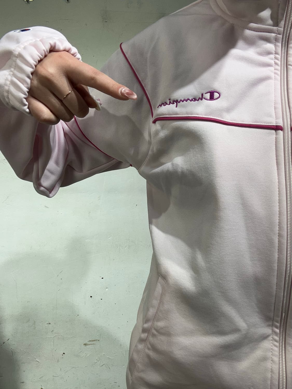 챔피온 딸기우유 핑크 올드스쿨 트랙탑 져지 L 상품이미지4