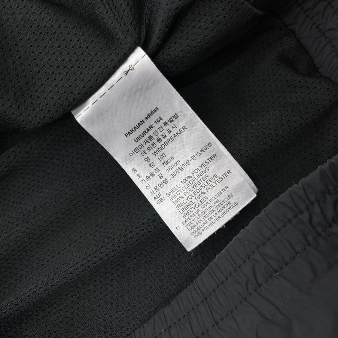 아디다스 컬러로고 블랙 후드 바람막이 L 상품이미지6