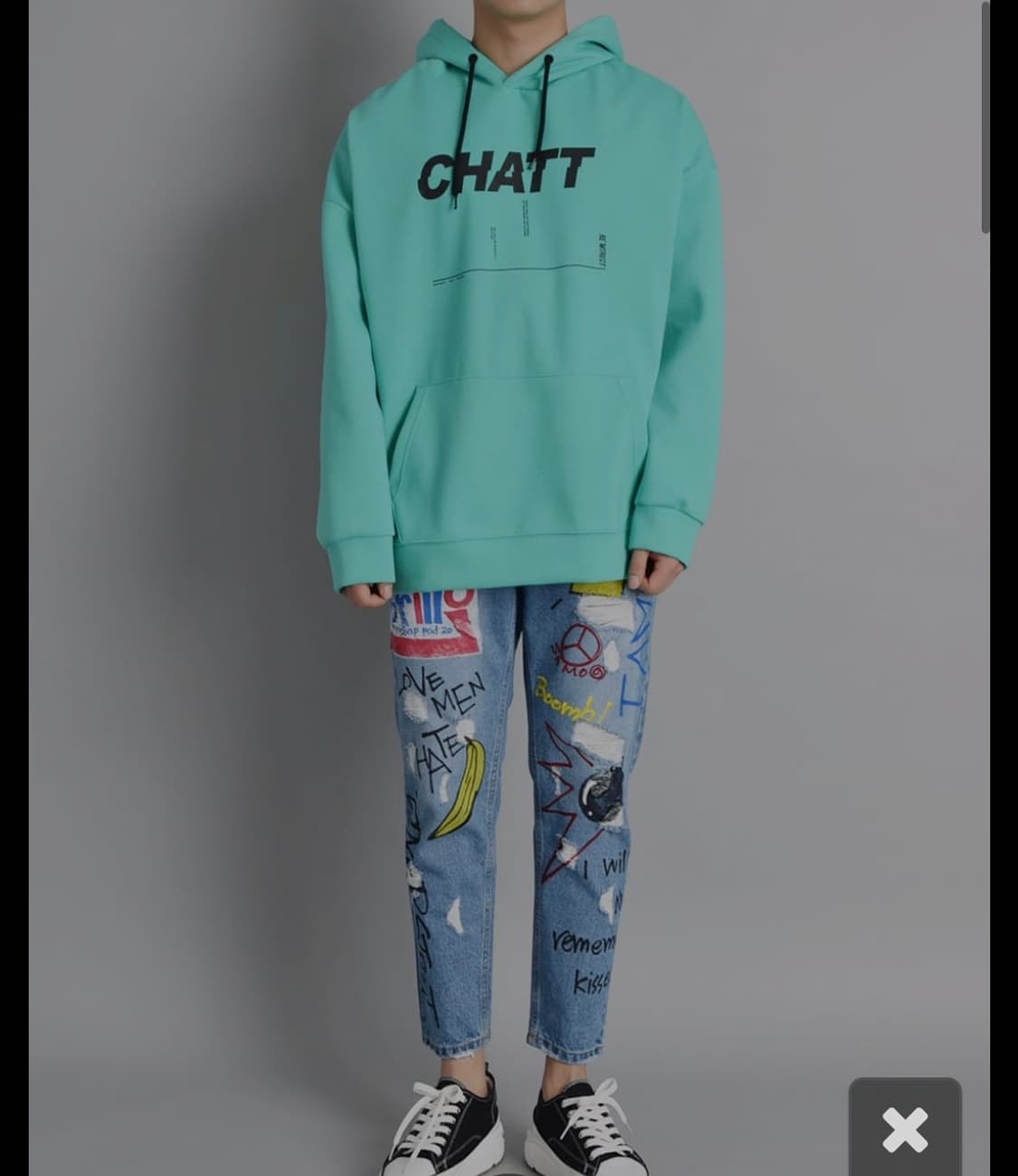 유니크한 그래피티 데님 팬츠 (바스키아 느낌!) 상품이미지3