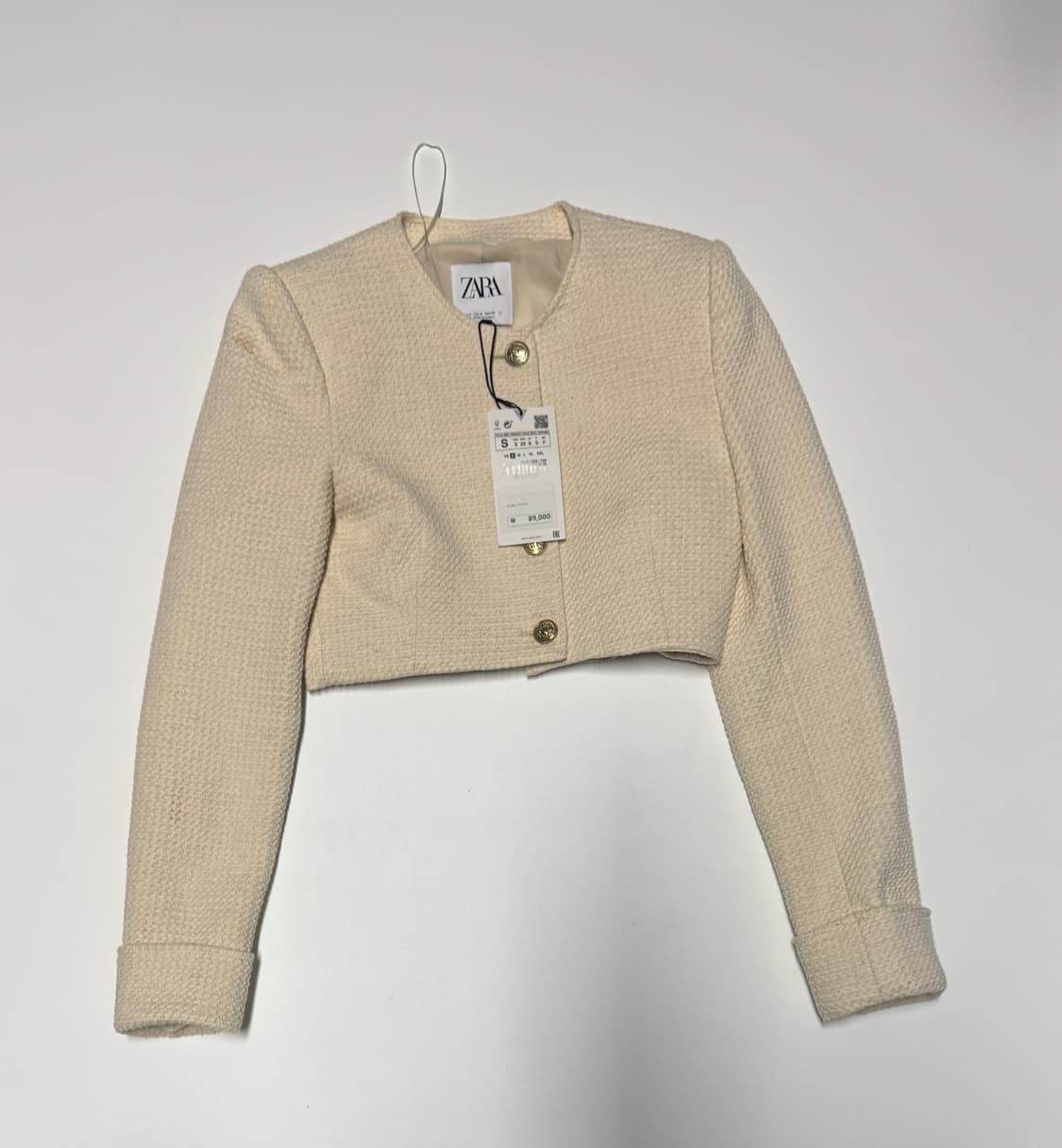 택있음!! 여성 자라 Zara 트위드 와플 크롭 자켓 상품이미지1