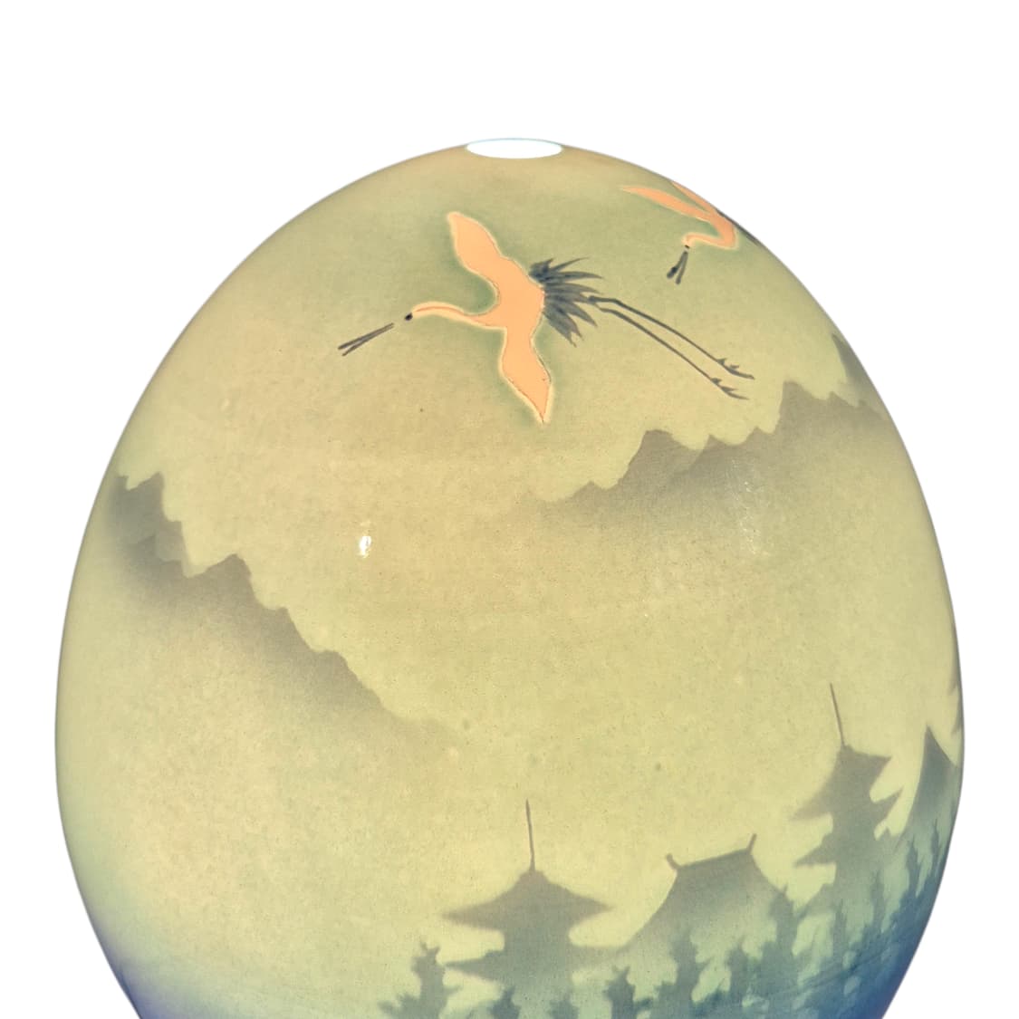 70s 아리타야키 산수화 에그 도자기 대형 조명 상품이미지2