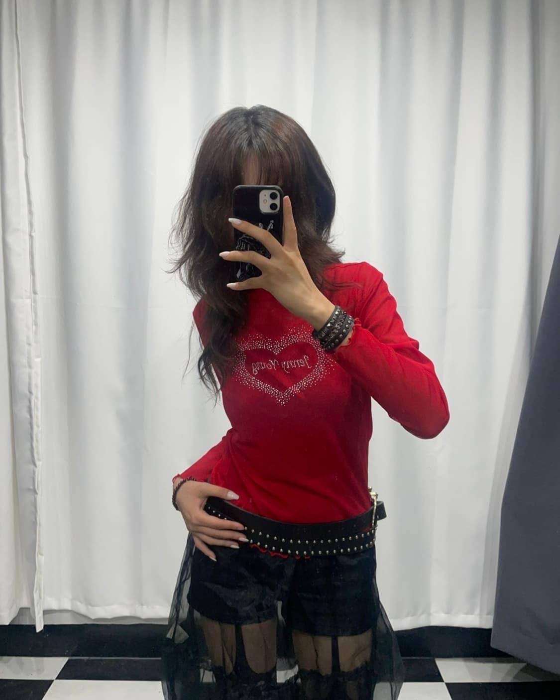 🎸레드 씨스루 롱슬리브🎸 상품이미지4