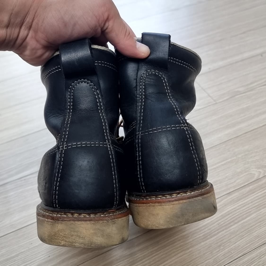 쏘로굿 블랙 레더 목토 워커 부츠(270-275) 상품이미지4