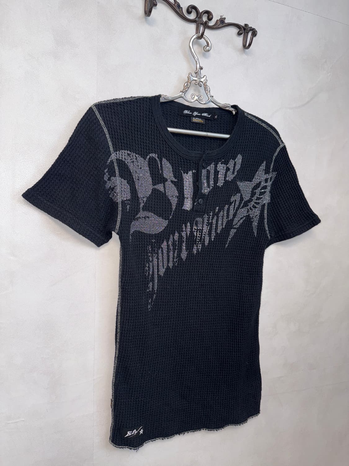 Alpha Industries black waffle slim 반팔티 상품이미지5