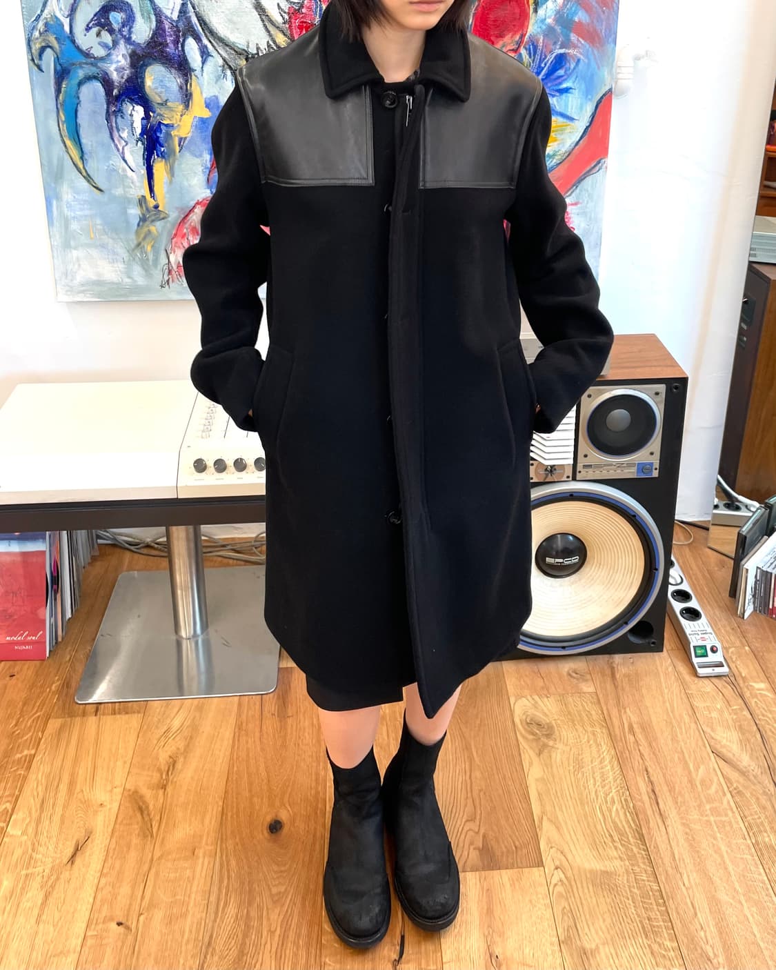 [46] 마크제이콥스 레더 패치 울 코트 상품이미지3