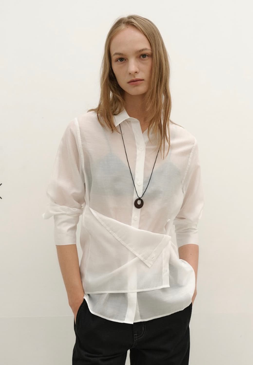 low tide / SILKY BUTTON WRAP SHIRT / M  상품이미지1