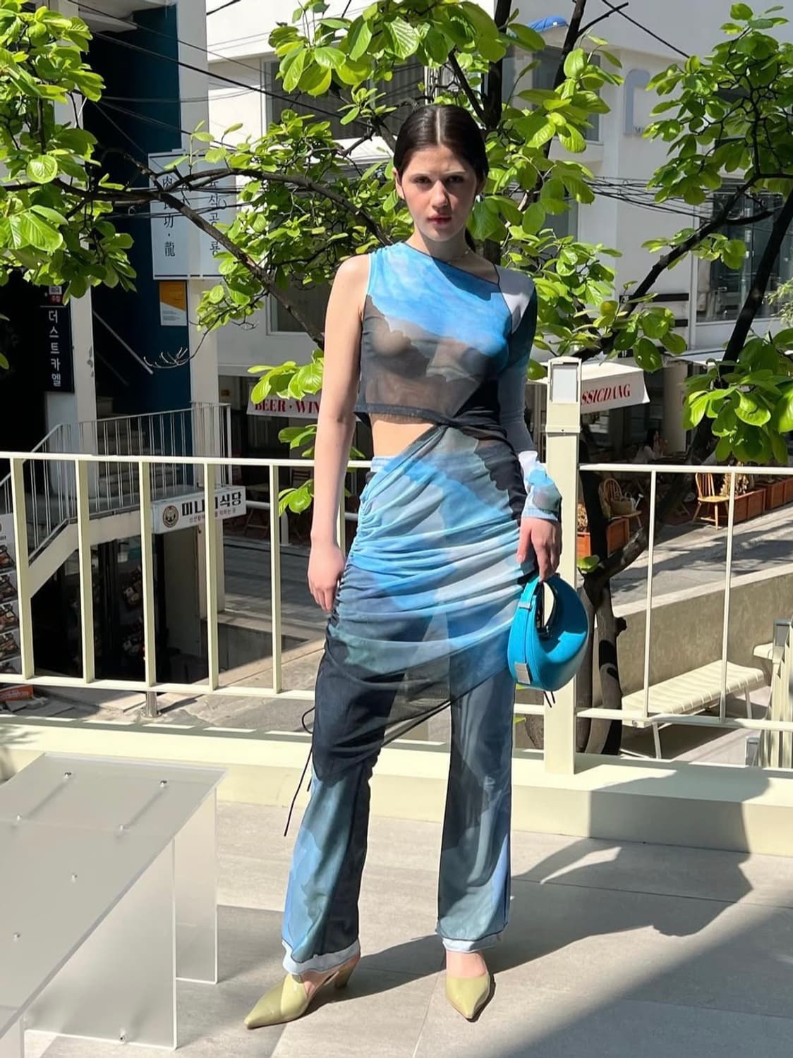 앤더슨벨 landscape string mesh long top 상품이미지2