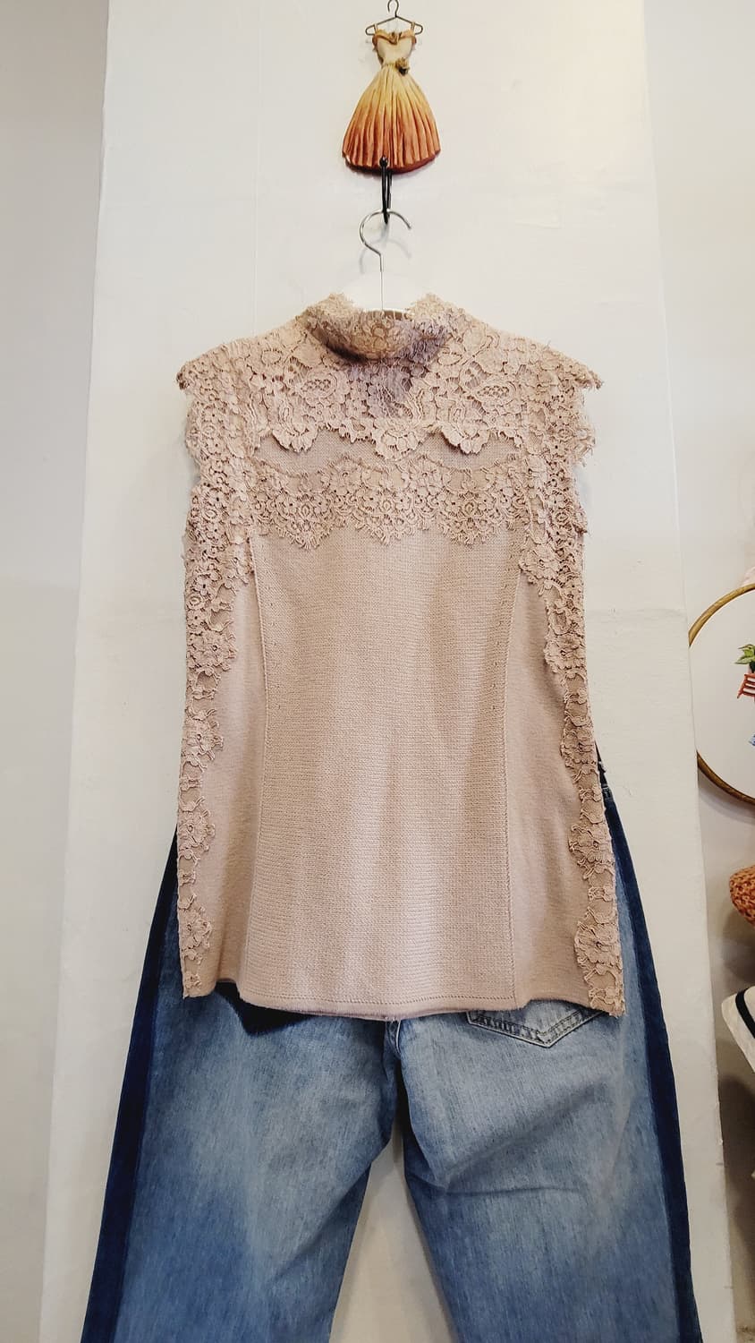 써스데이아일랜드 리치울 체크자켓.더아이잗 레이스니트탑 상품이미지7