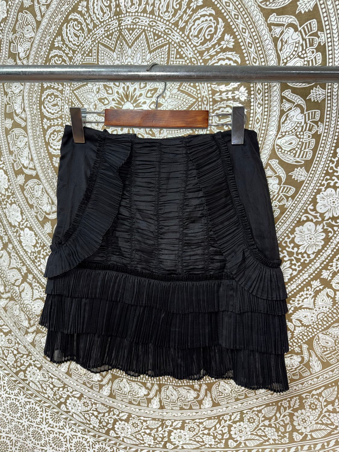 여성 발레코어 블랙 플리츠 셔링 미니스커트  상품이미지5