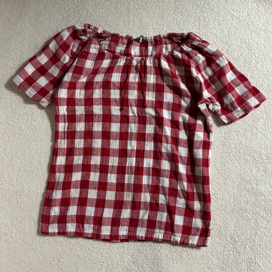 일본빈티지 AMURAD 레드 체크 탑 상품이미지3