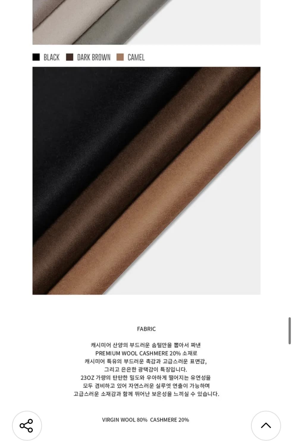 (새상품)(M) 드로우핏 캐시미어 20% 히든 싱글코트 L.GREY 판매 상품이미지5