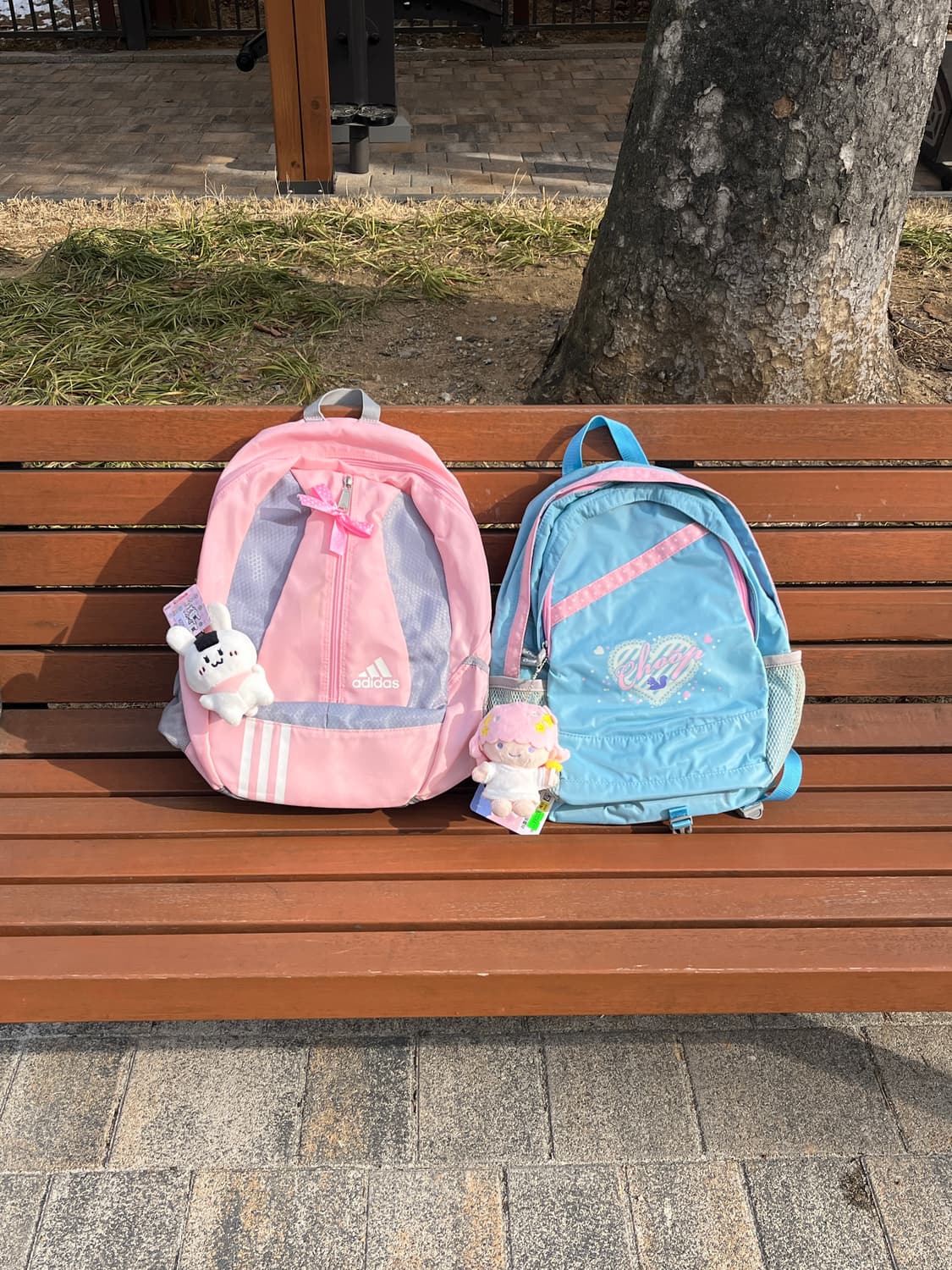 핑크 도트 포인트 블루 백팩 🌀오른쪽 상품이미지1