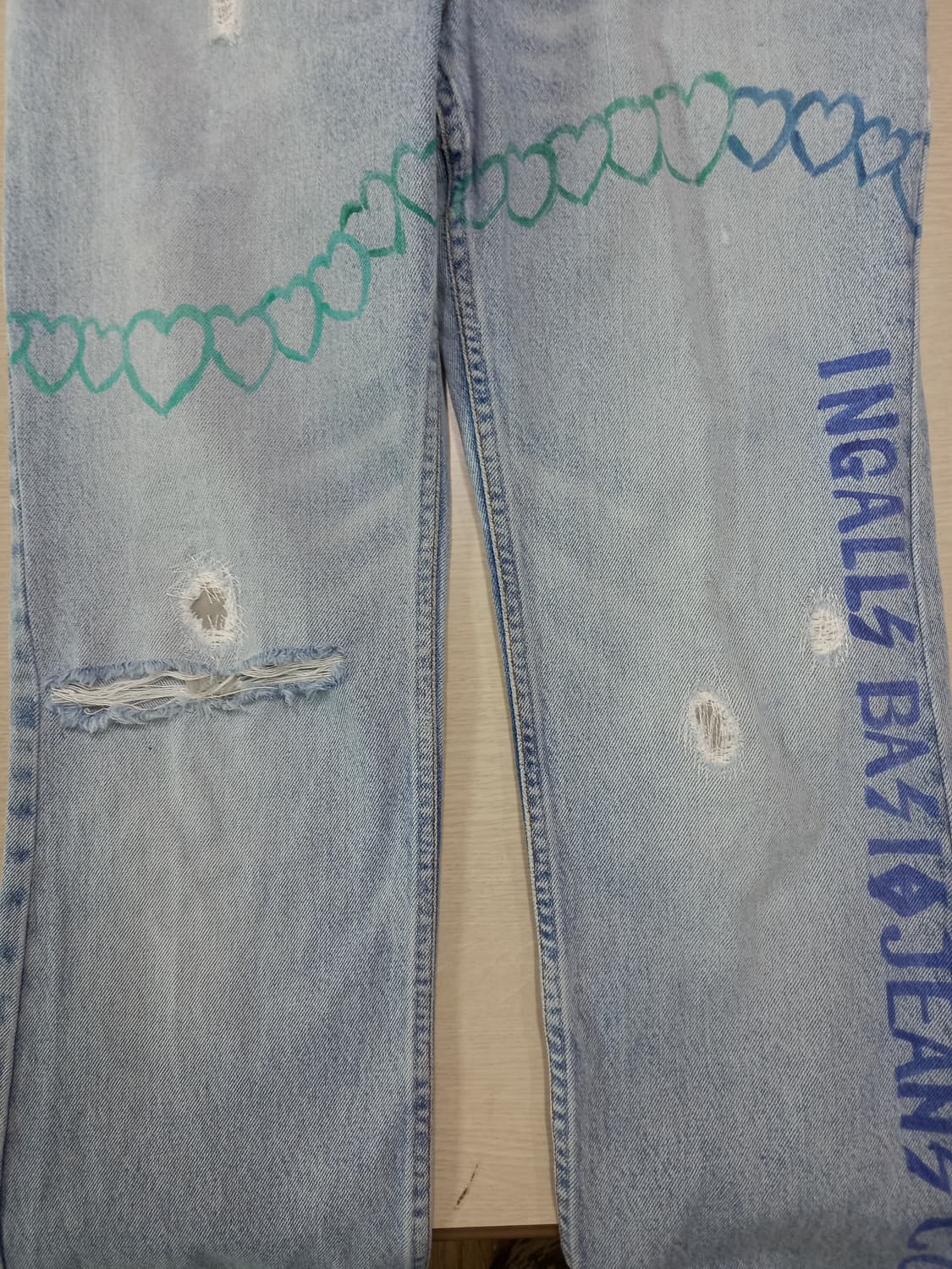 28 INGALLS 데미지워싱 일자 연청 리페어 커스텀 28-920 상품이미지8