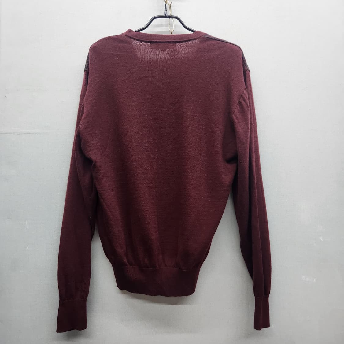 입생로랑 버건디 체크 뉴울 니트 100(L) 남여공용 상품이미지4