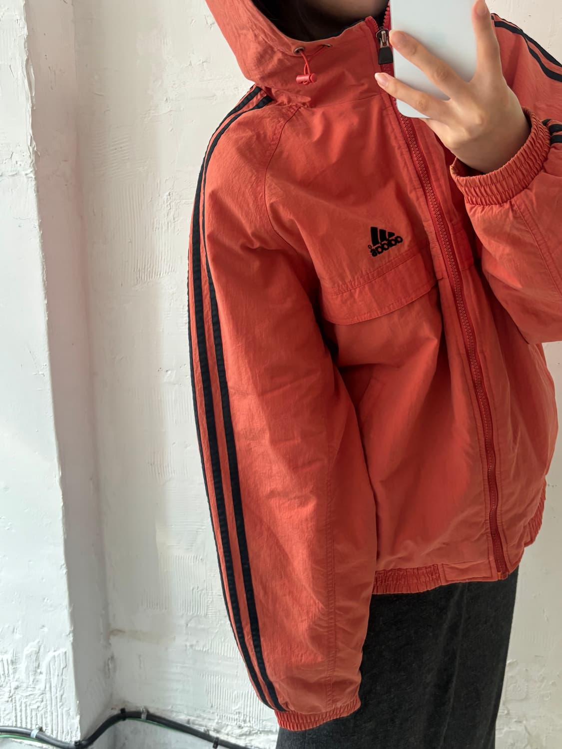 Adidas 아디다스 딥오렌지 컬러 아노락 후드 자켓 상품이미지2