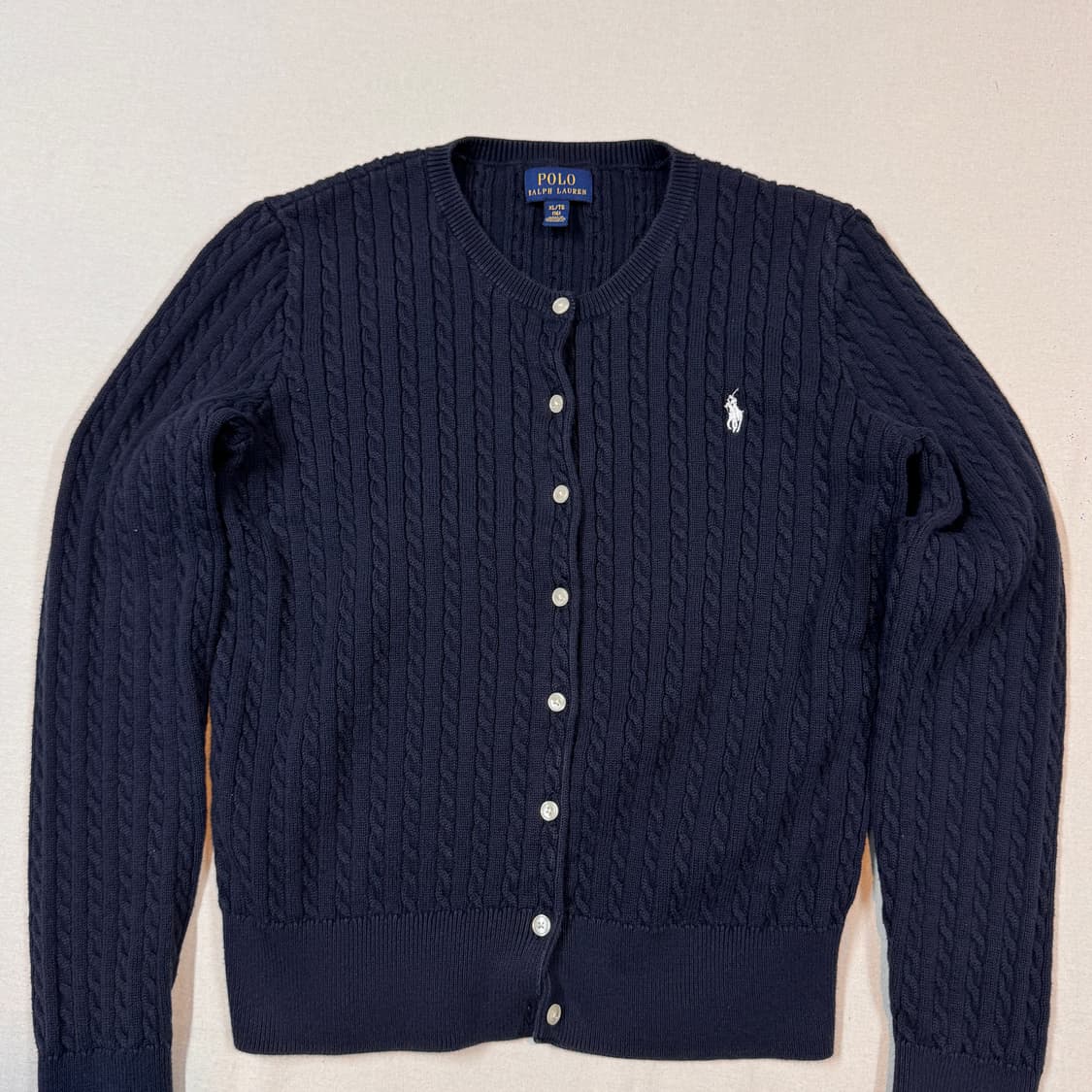 XS) 폴로 랄프로렌 코튼 케이블 꽈배기 가디건 네이비 보이즈 상품이미지2