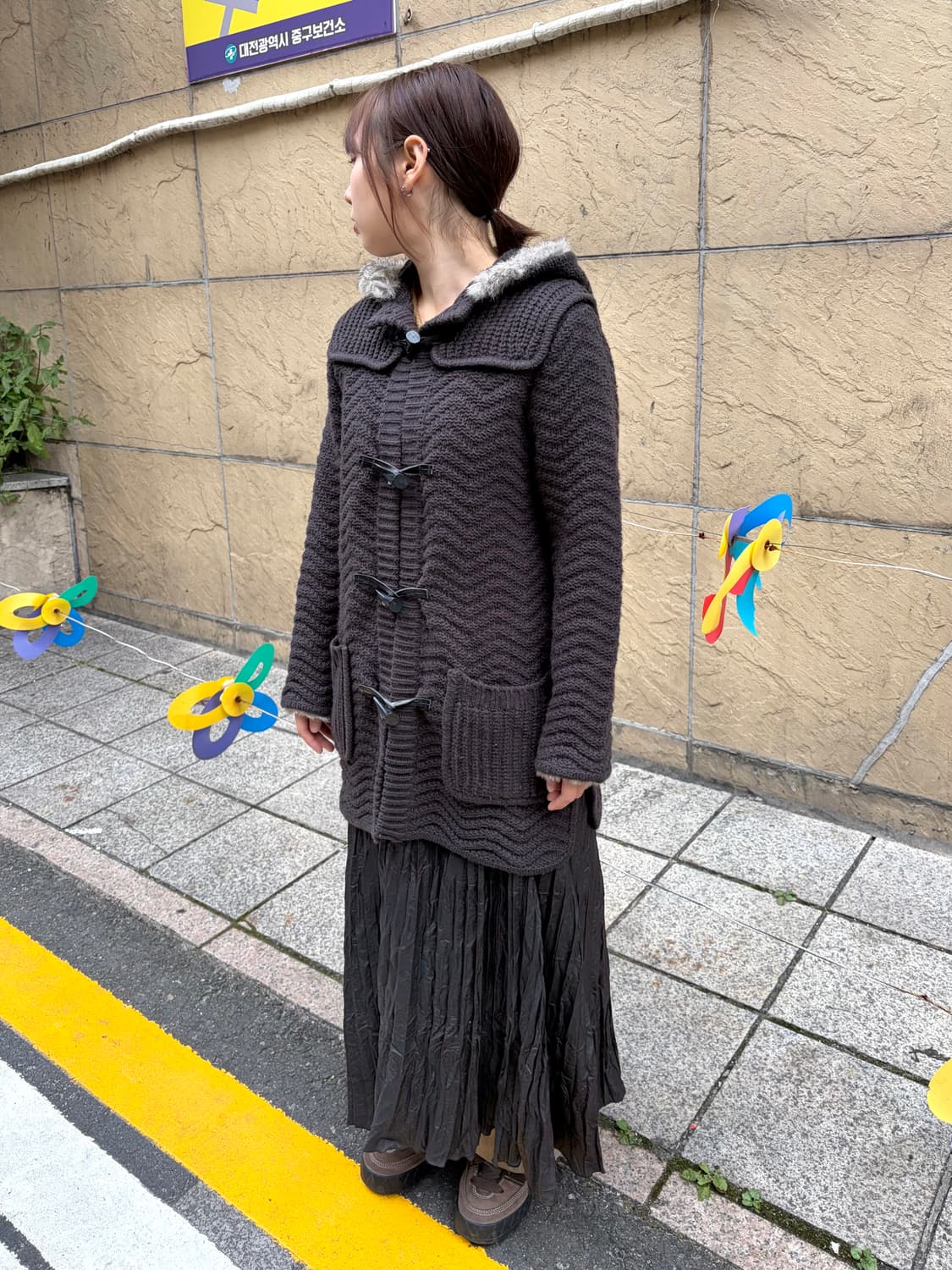 일본 빈티지 모리걸 떡볶이 니트 코트 상품이미지1