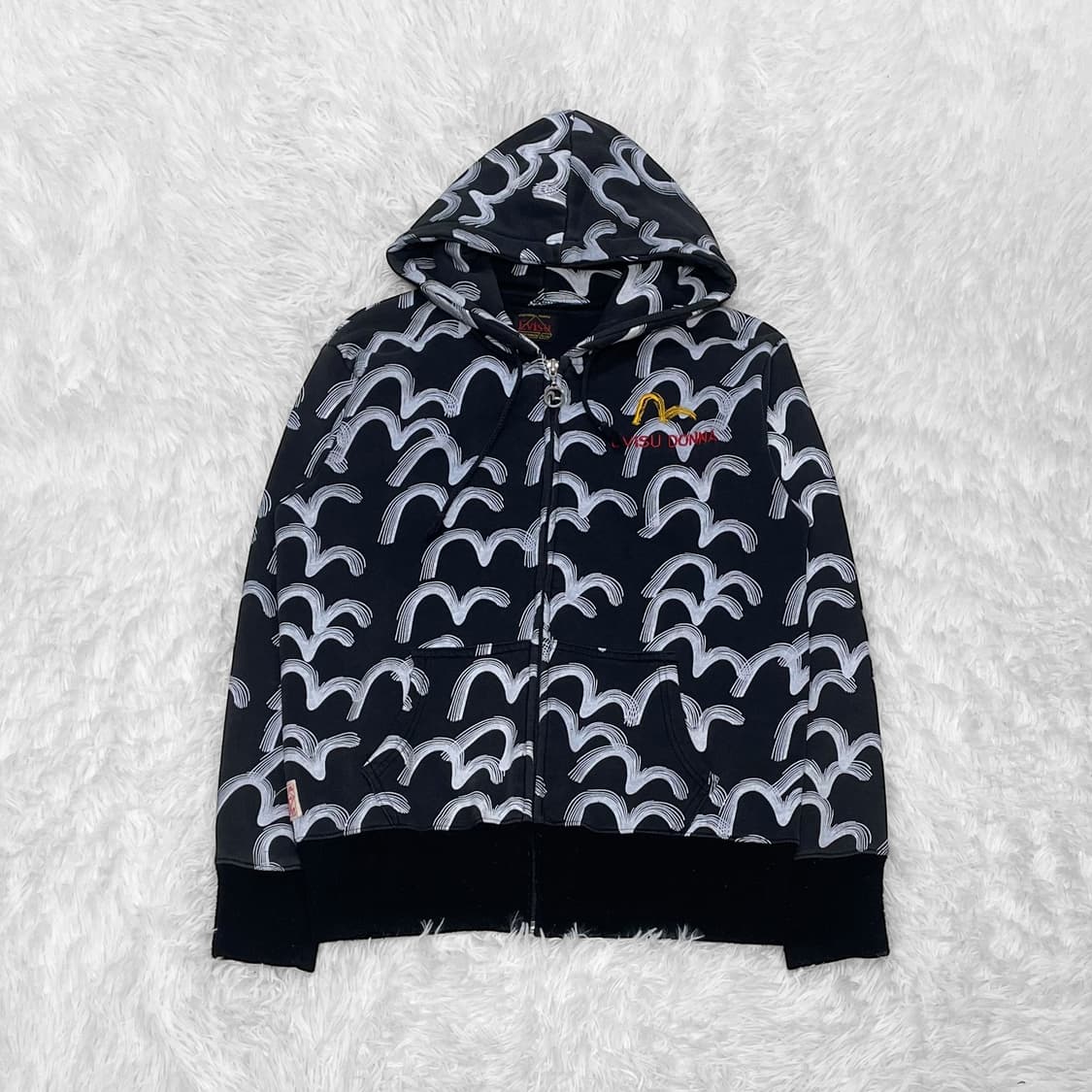 에비수 Evisu og jpn 패턴 로고 후드집업 블랙 상품이미지2