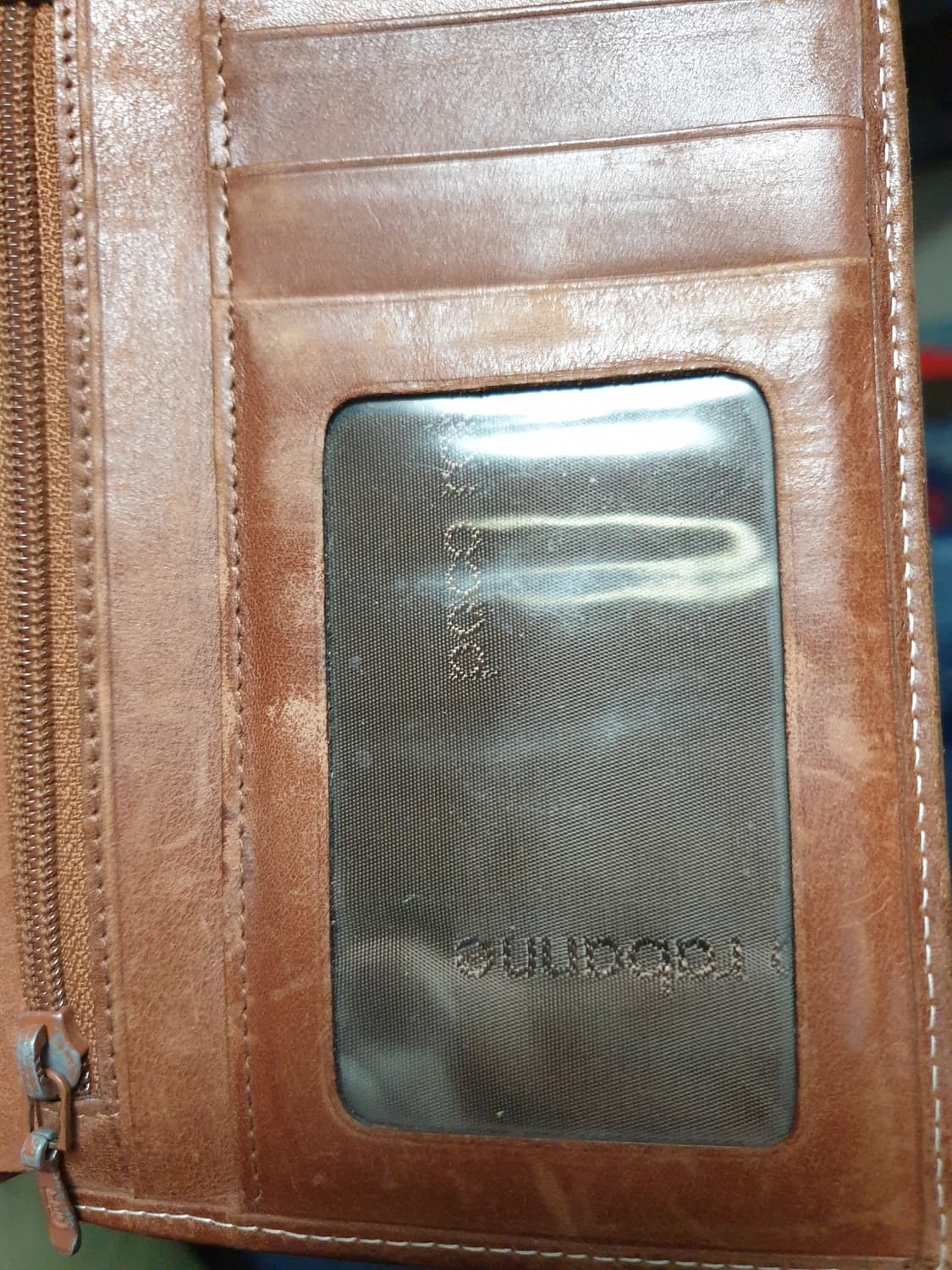 (빈티지) 파코라반 파리 소가죽 에이징 카드 장지갑 브라운 상품이미지3