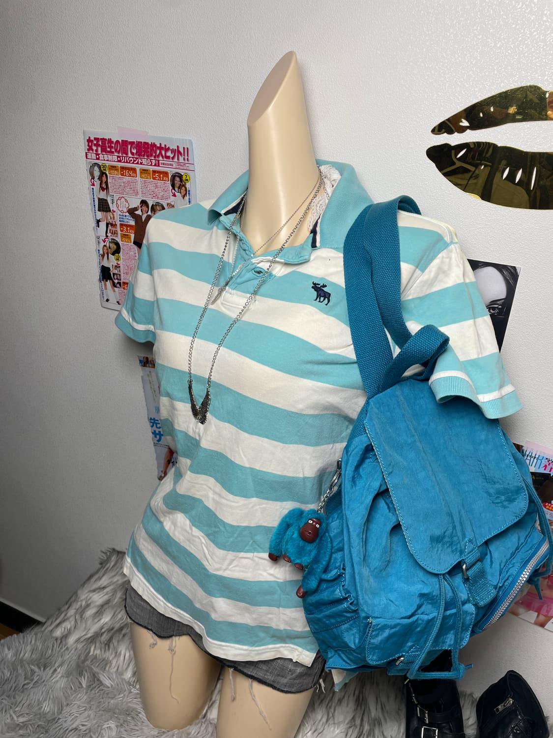 Abecrombie 민트 하늘색 스트라이프 카라티 상품이미지2