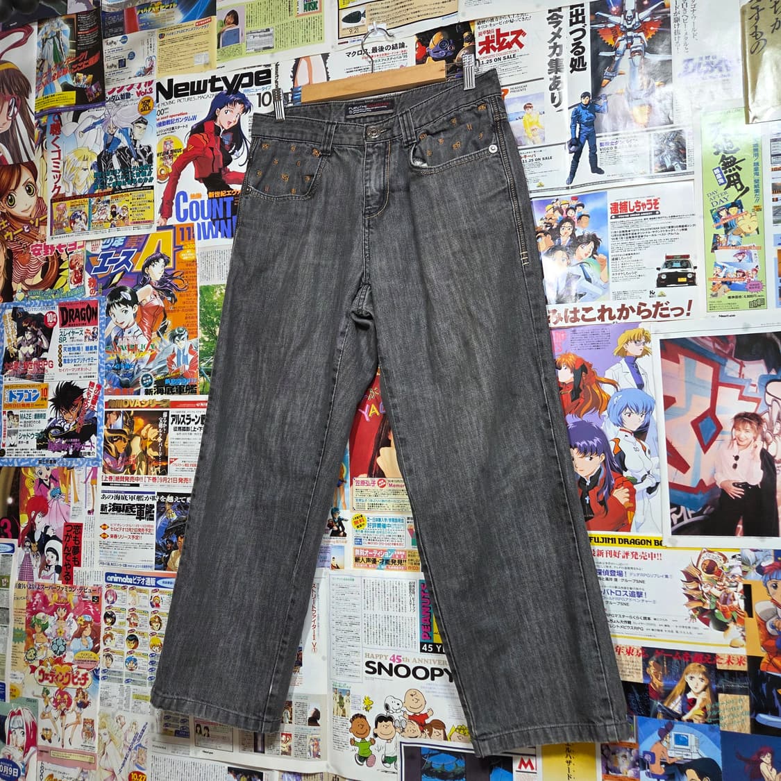 후부 그레이 골드 자수 데님 팬츠 상품이미지4