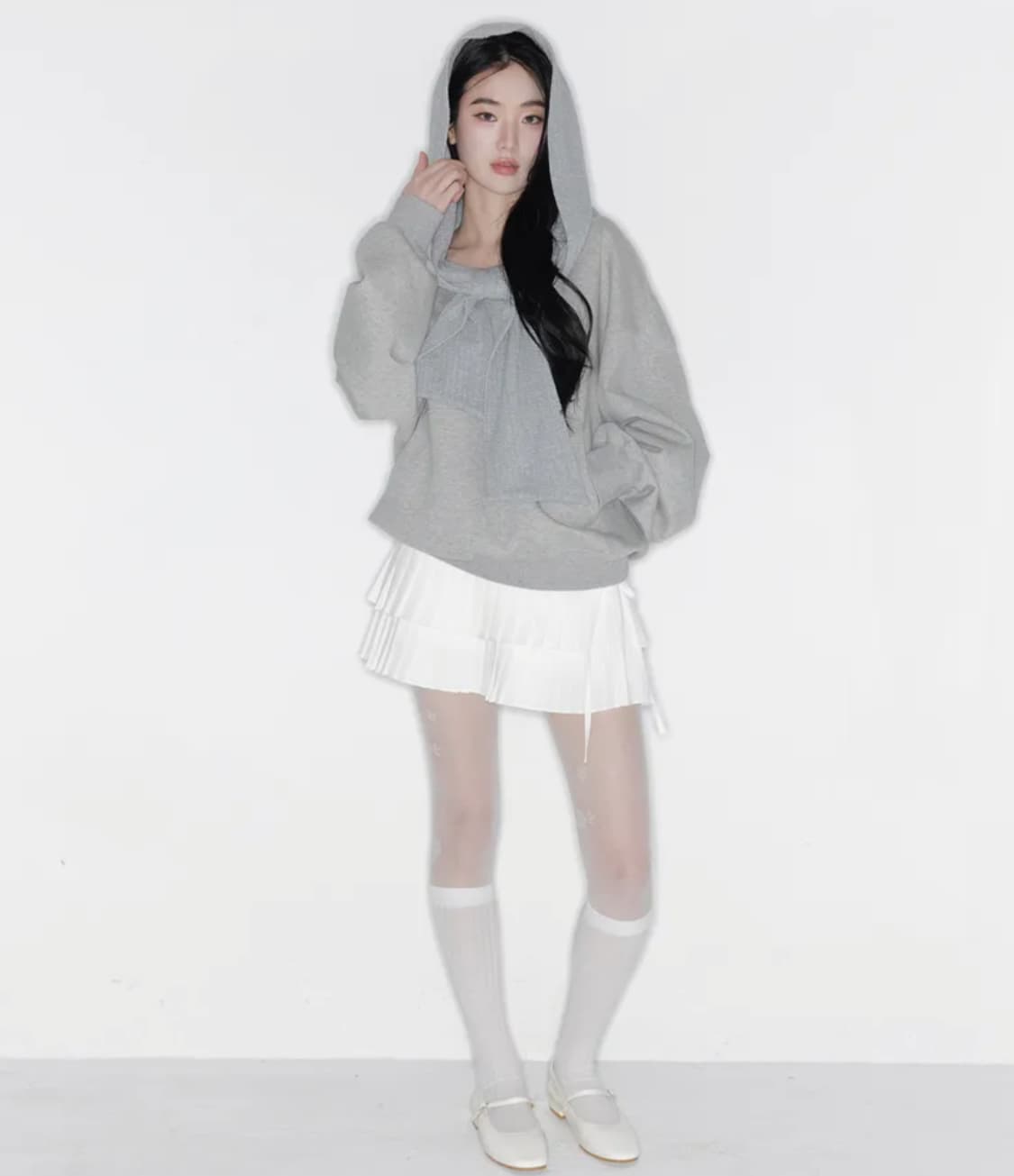 [품절상품,새상품] 더티스 Thetis 리본 오프숄더 후디 상품이미지4