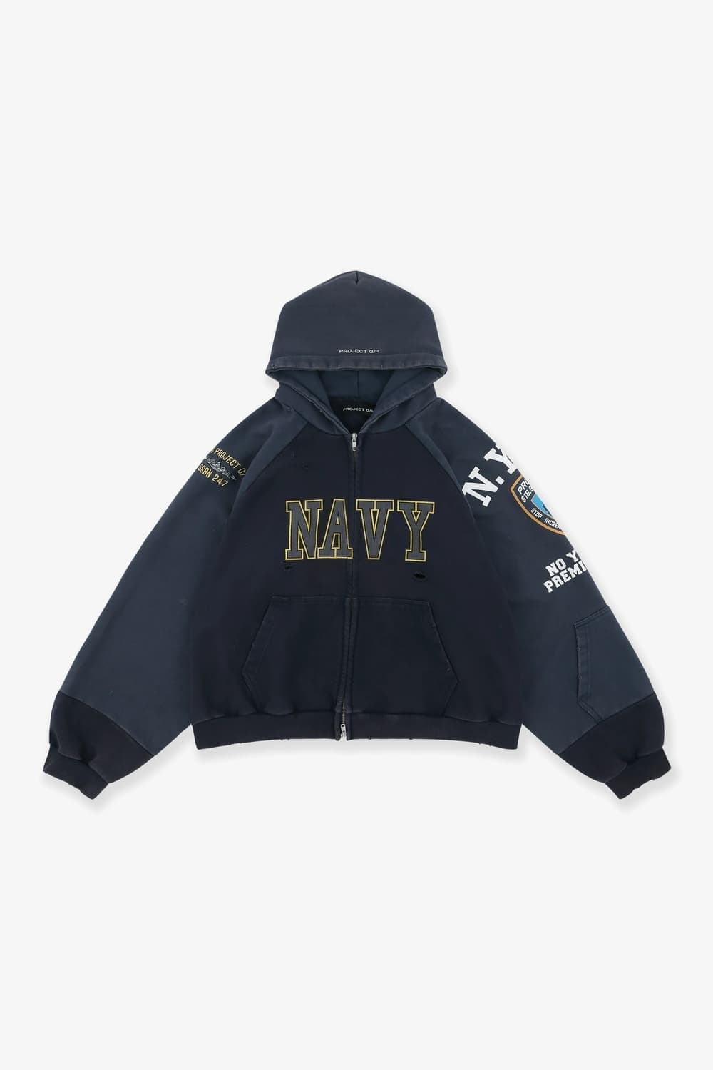 프로젝트 G/R 리컨스트럭티드 폴디드 집 후드 네이비 상품이미지1