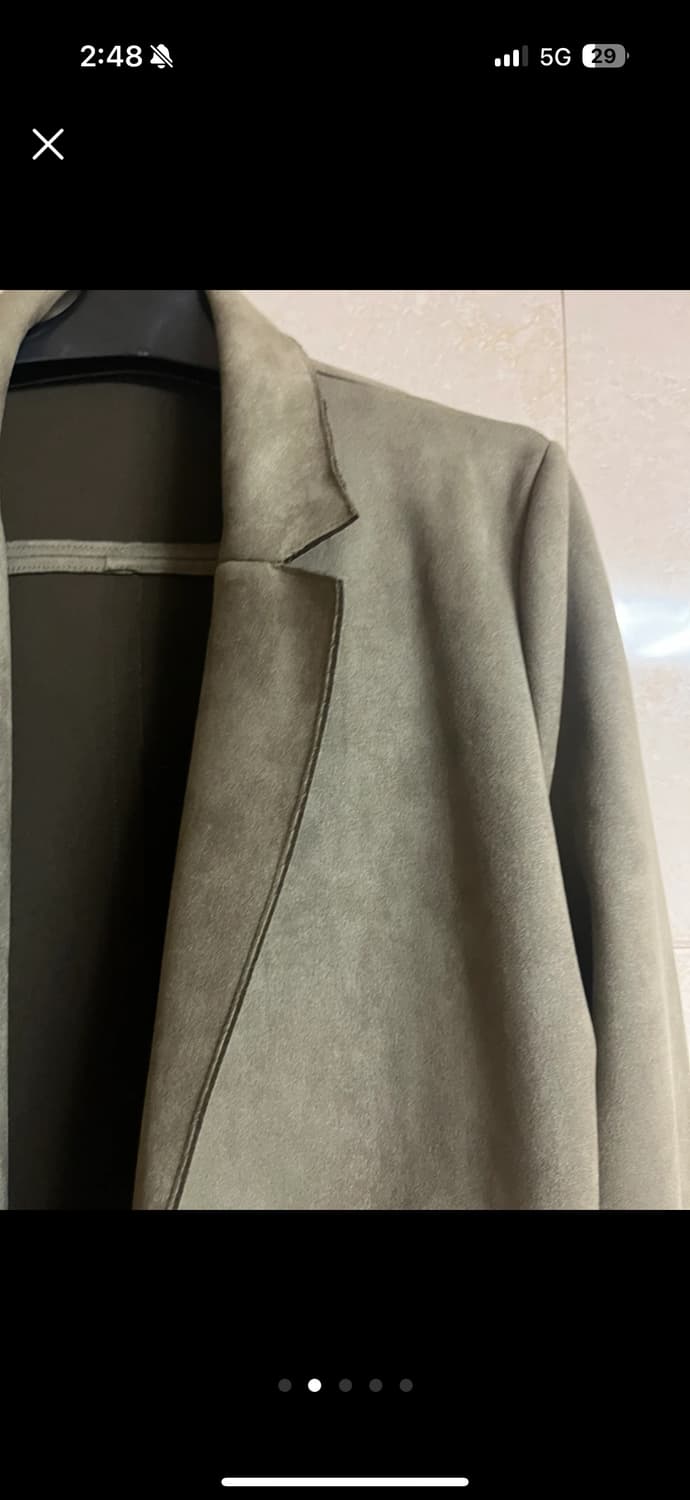 그린 스웨이드 가죽 코트 상품이미지2