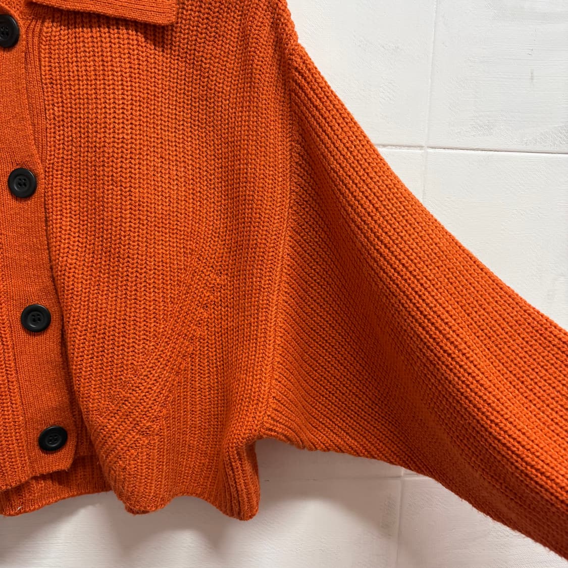 오렌지 크롭 네트 벌룬 가디건  상품이미지3