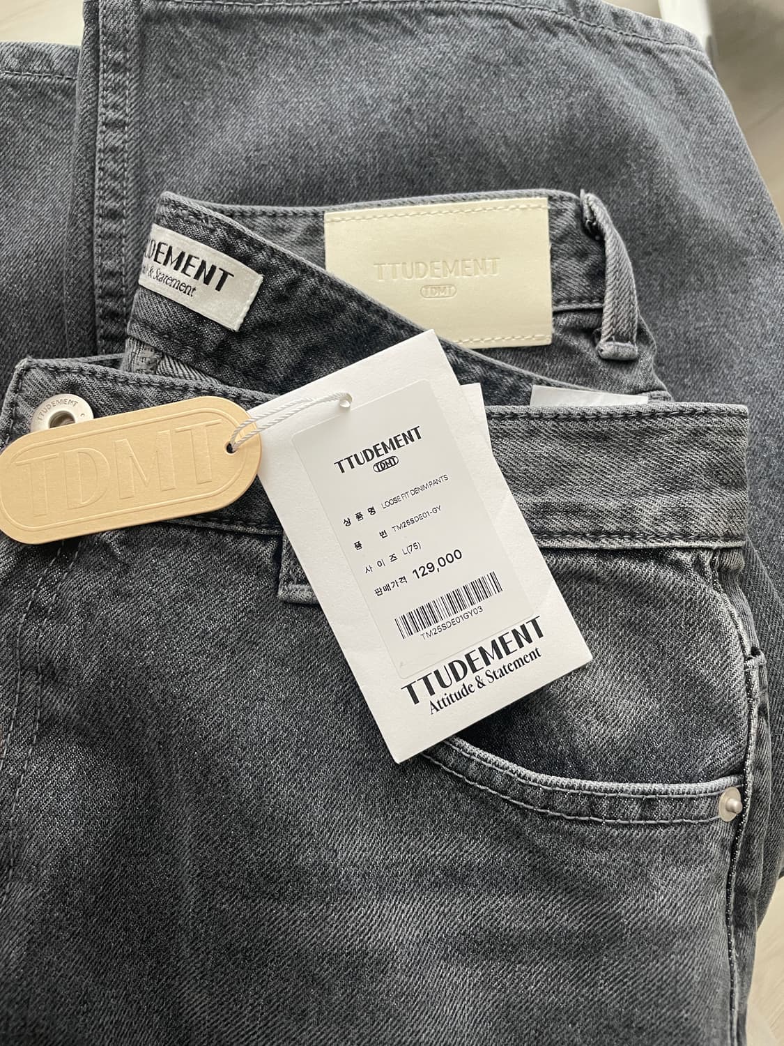 튜드먼트 LOOSE FIT DENIM PANTS GREY 상품이미지1