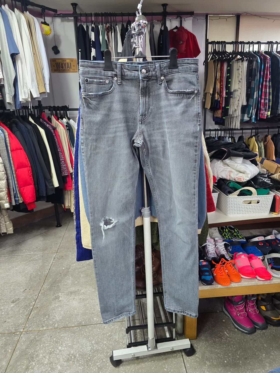 캘빈클라인 데미지 워싱 그레이 데님 팬츠 (1344) 상품이미지1