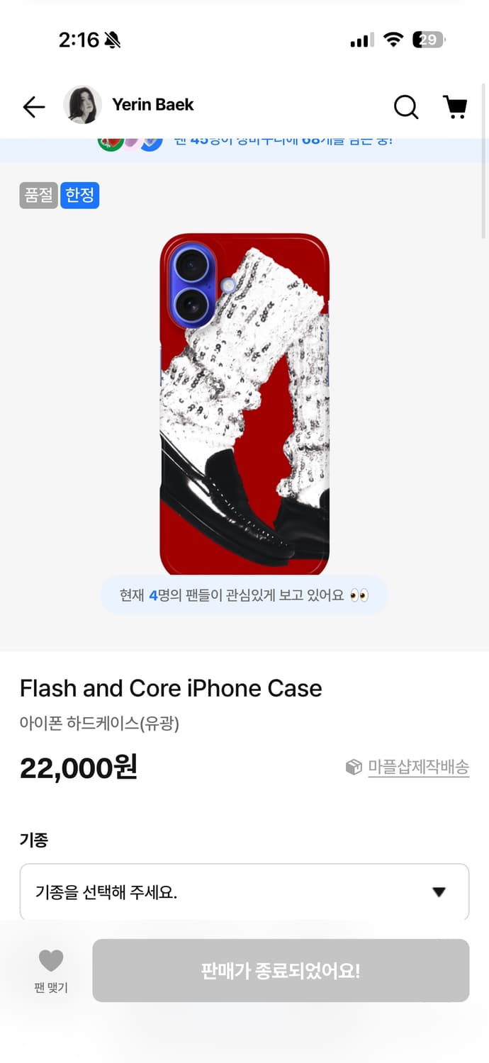 백예린 핸드폰 케이스 Flash and Core iPhone Case  상품이미지1