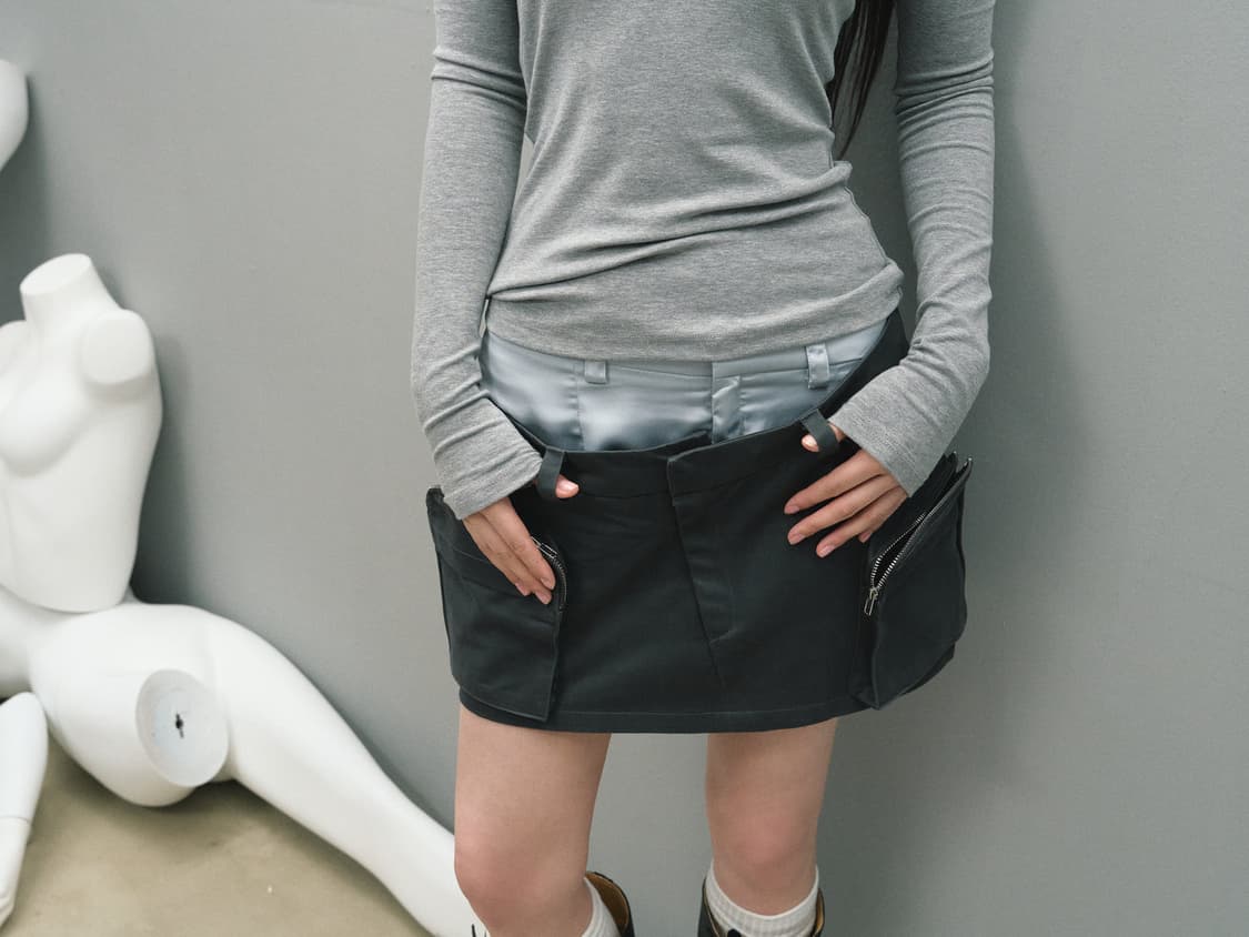 (새상품) laluneduciel 카고 스커트 그레이 s 상품이미지1
