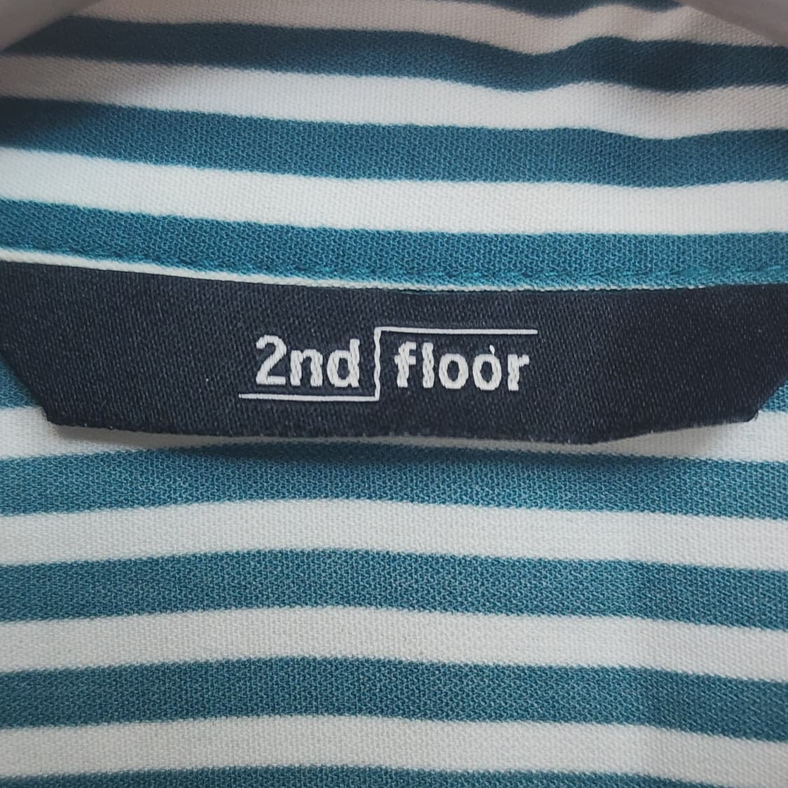 세컨플로어 스트라이프 셔츠 그린 상품이미지4