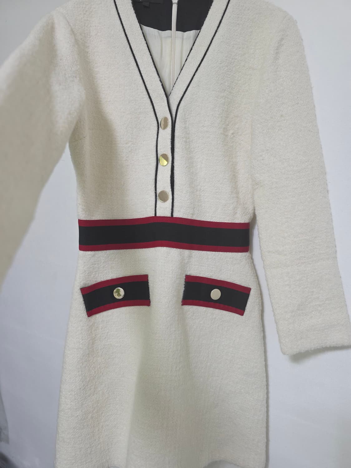 Maje 마쥬 아이보리 트리밍 금장 유인나 원피스 1 상품이미지6