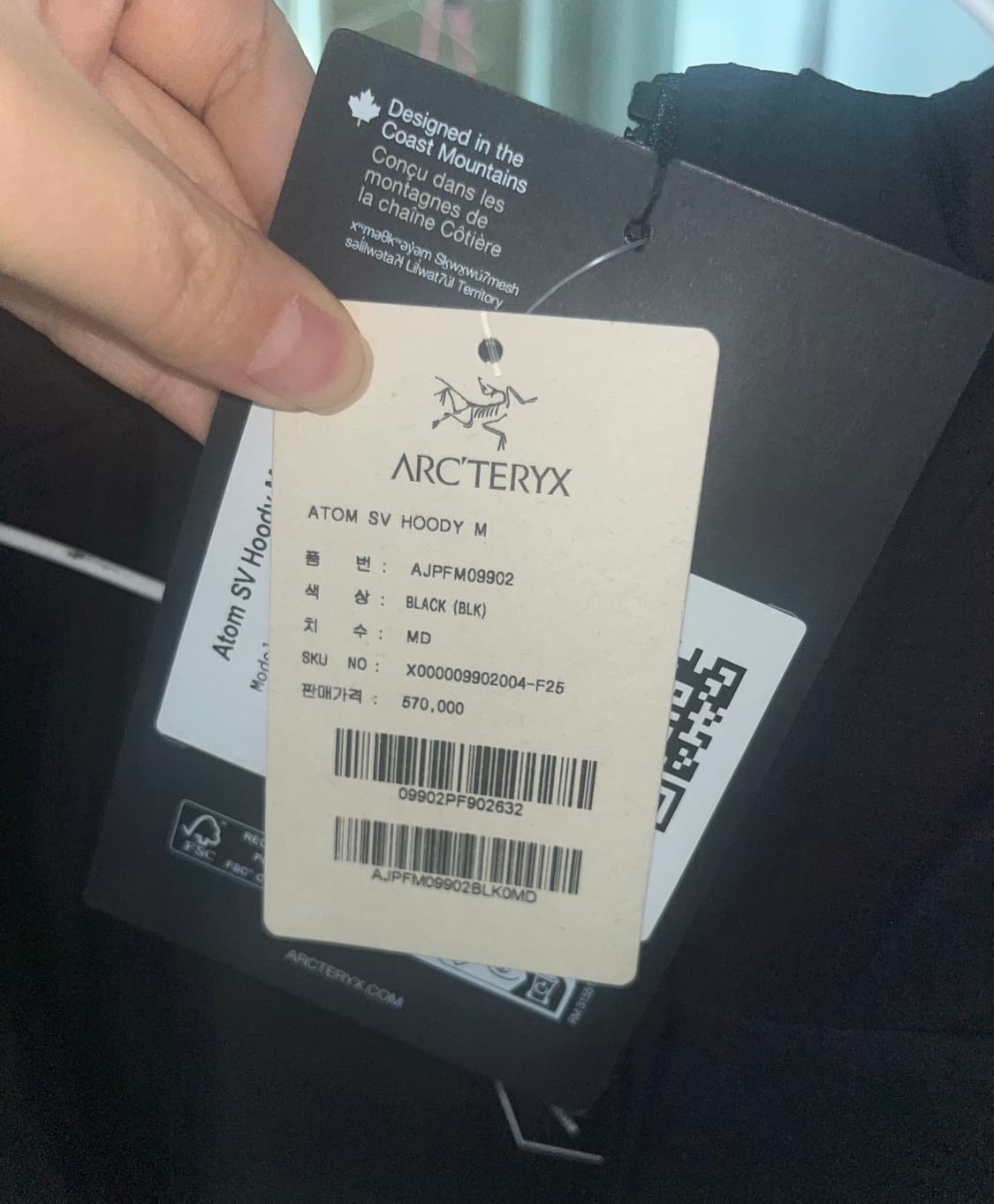 아크테릭스 아톰 SV 후디 블랙 M 상품이미지6