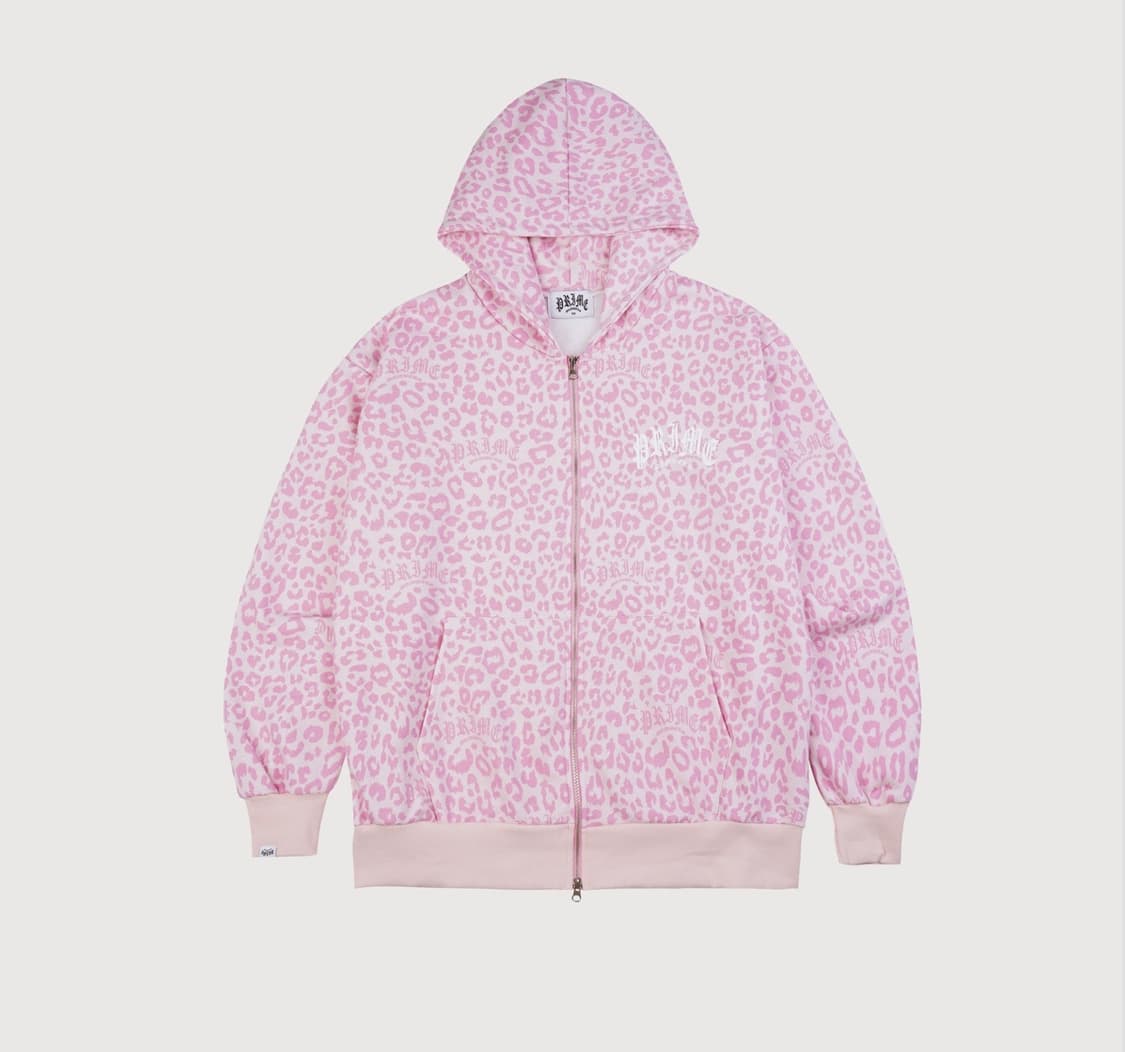 프라임멤버스 핑크 레오파드 갸루 후드집업 상품이미지1