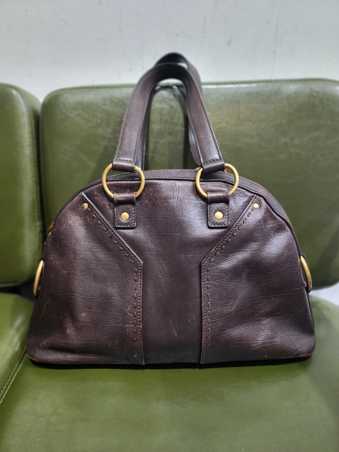 입생로랑 Y라인 뮤즈백 브라운 가죽 정품 상품이미지2