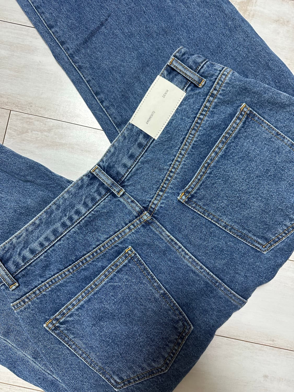 M)아모멘토-24FW 맨즈 리사이클 코튼 데님 미드블루 상품이미지3