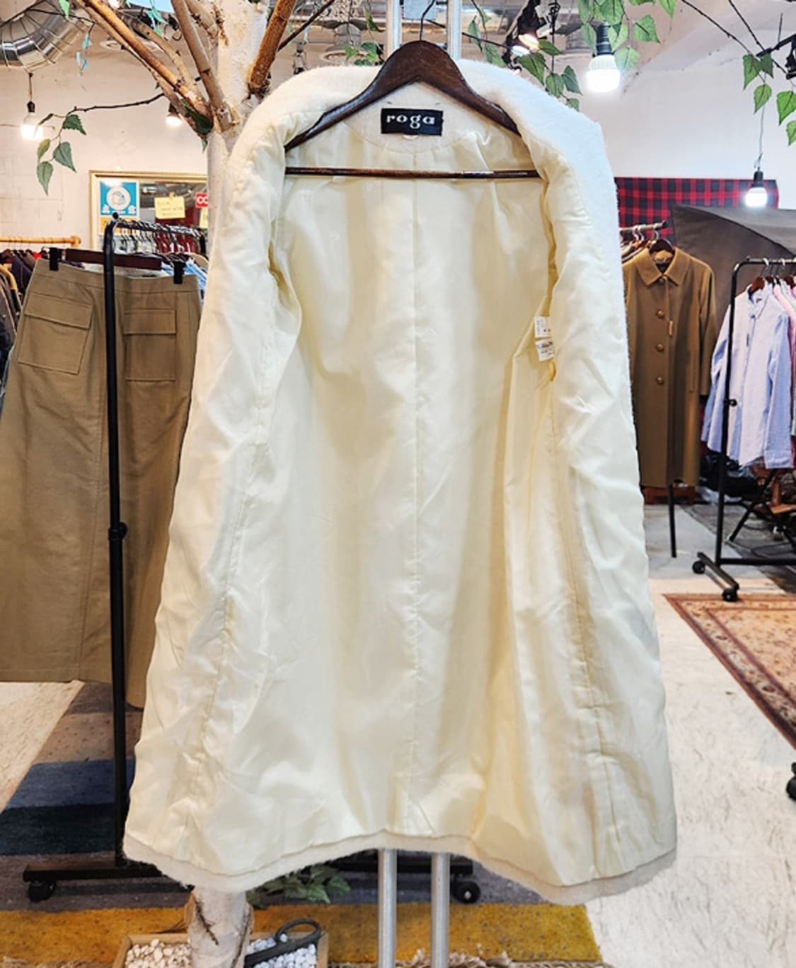 ROGA 일본 빈티지 도톰한 울 아이보리 코트 상품이미지9