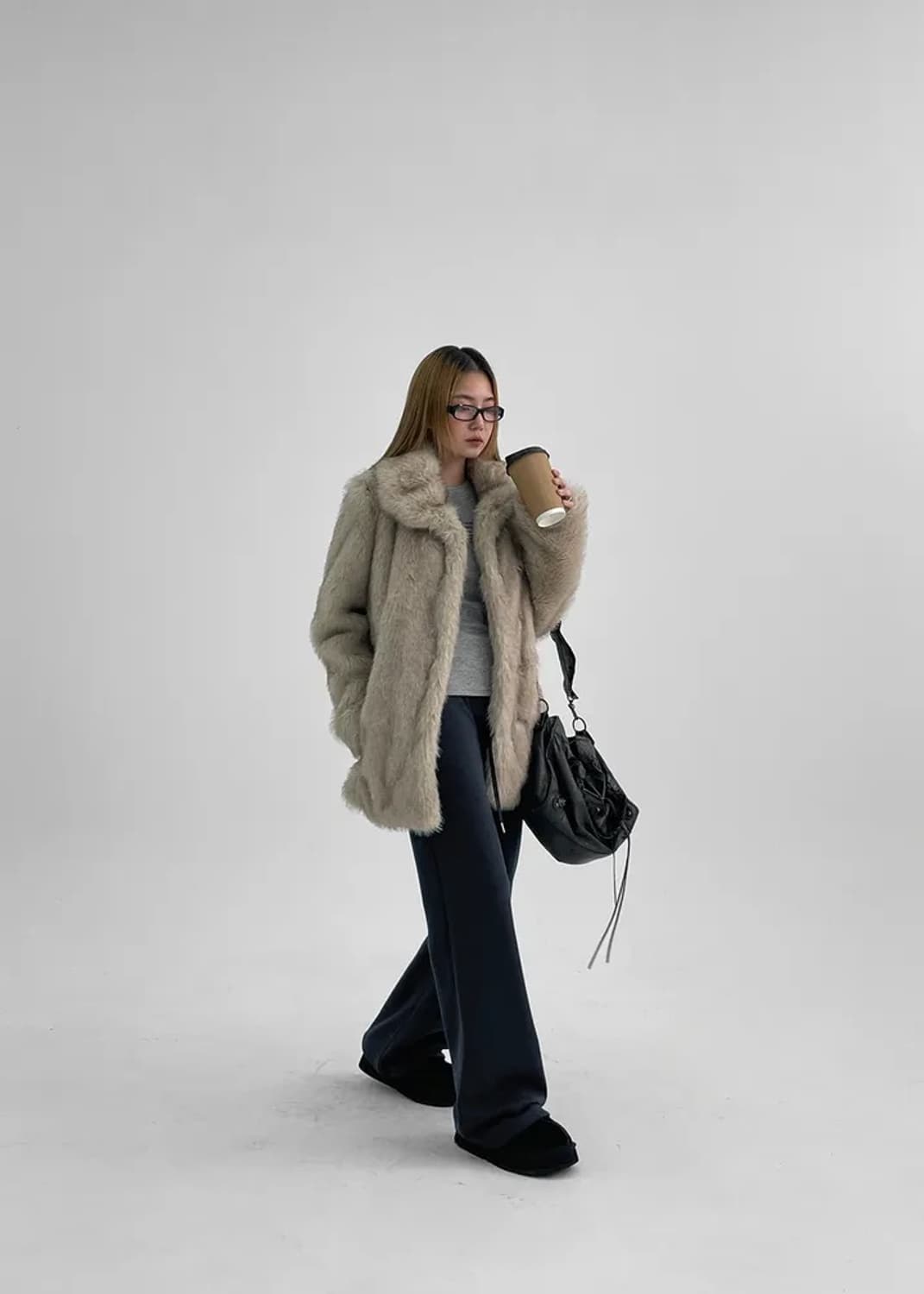 블랙업 레이썬 하프 카라 퍼자켓 상품이미지1