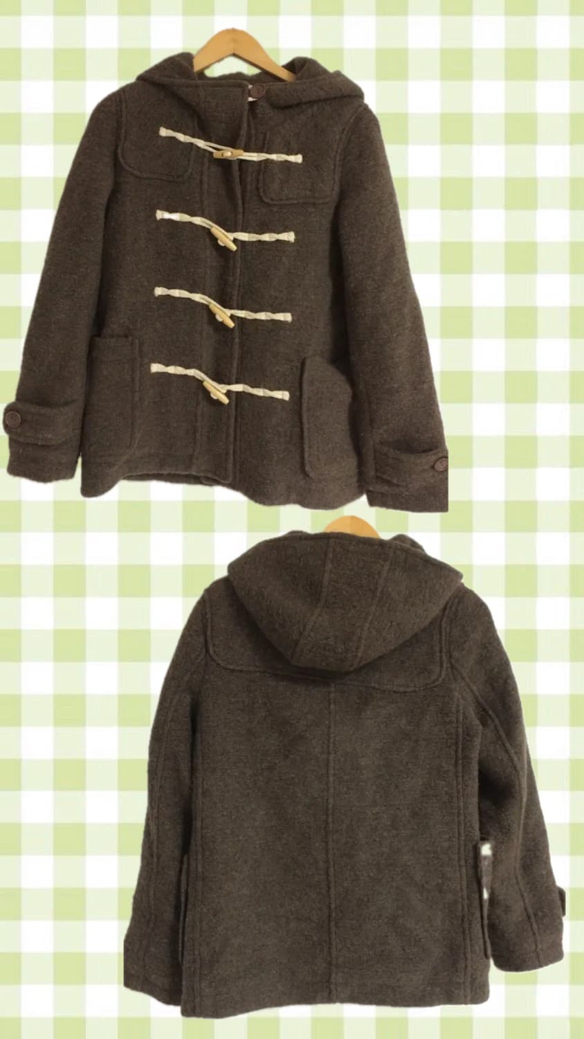 모리걸 빈티지 후드 더플 하프 코트 브라운 떡볶이 코트 상품이미지1
