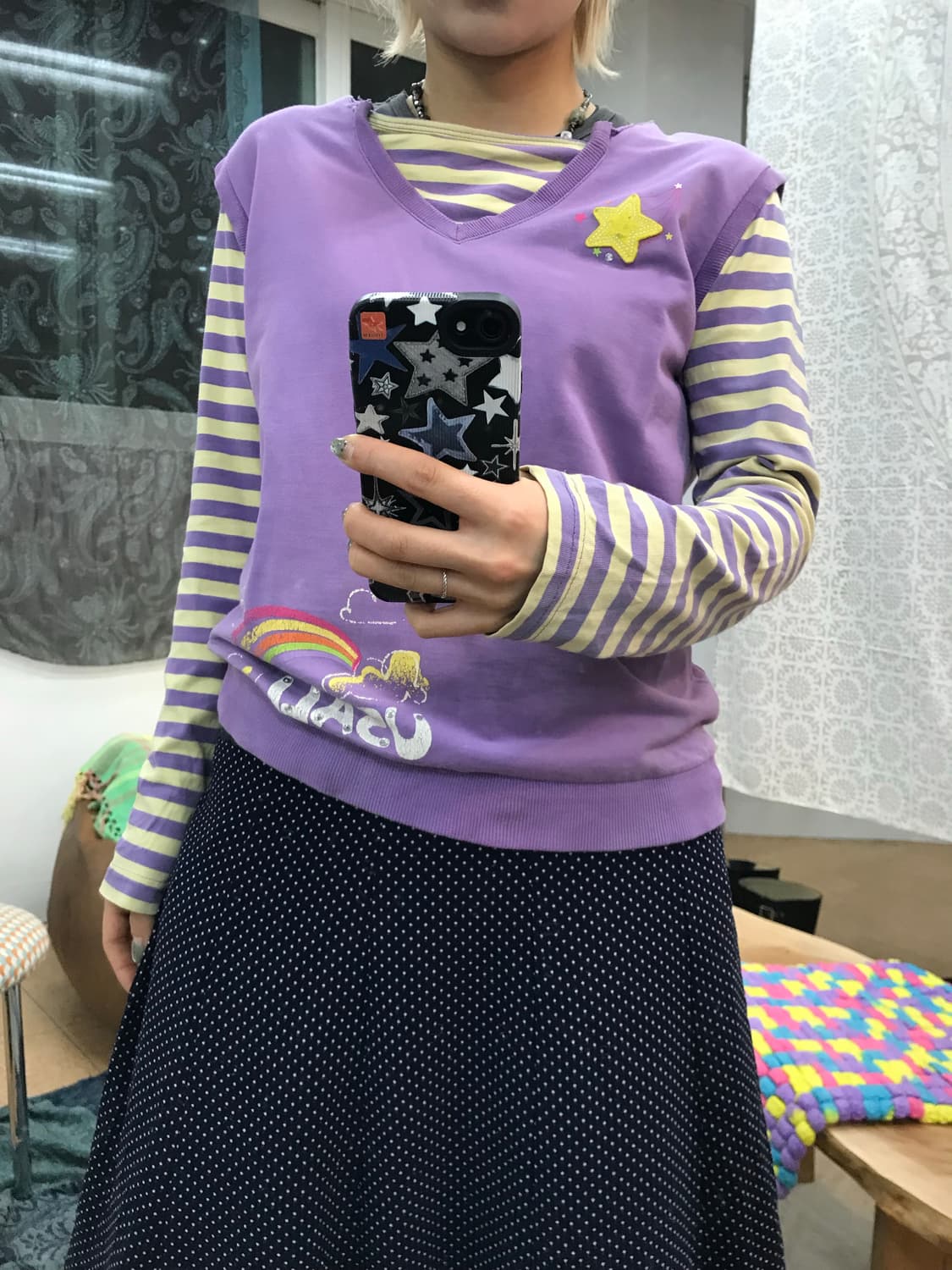빈티지 스트라이프 롱 슬리브 긴팔 티 상품이미지1